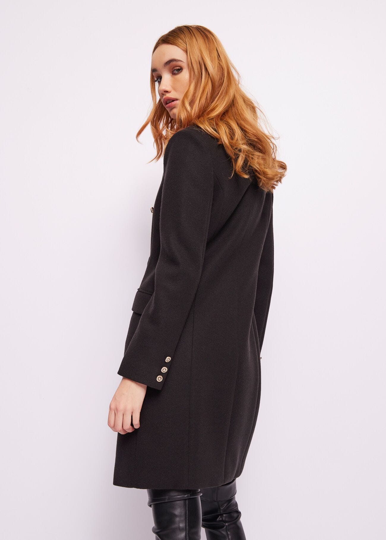 Manteau noir en laine mélangée
