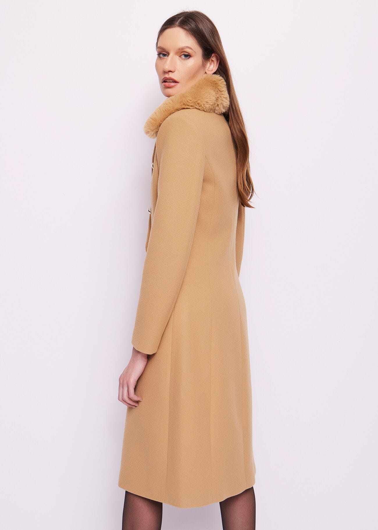 Manteau marron en laine mélangée