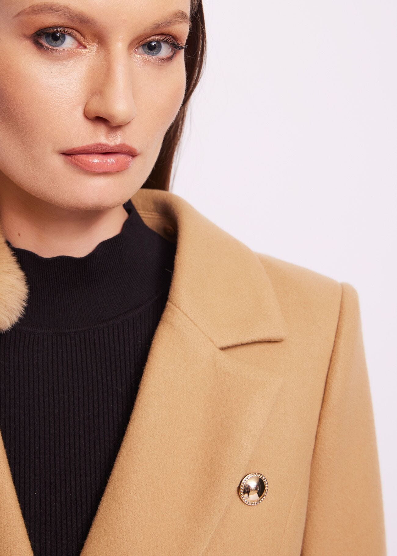 Manteau marron en laine mélangée