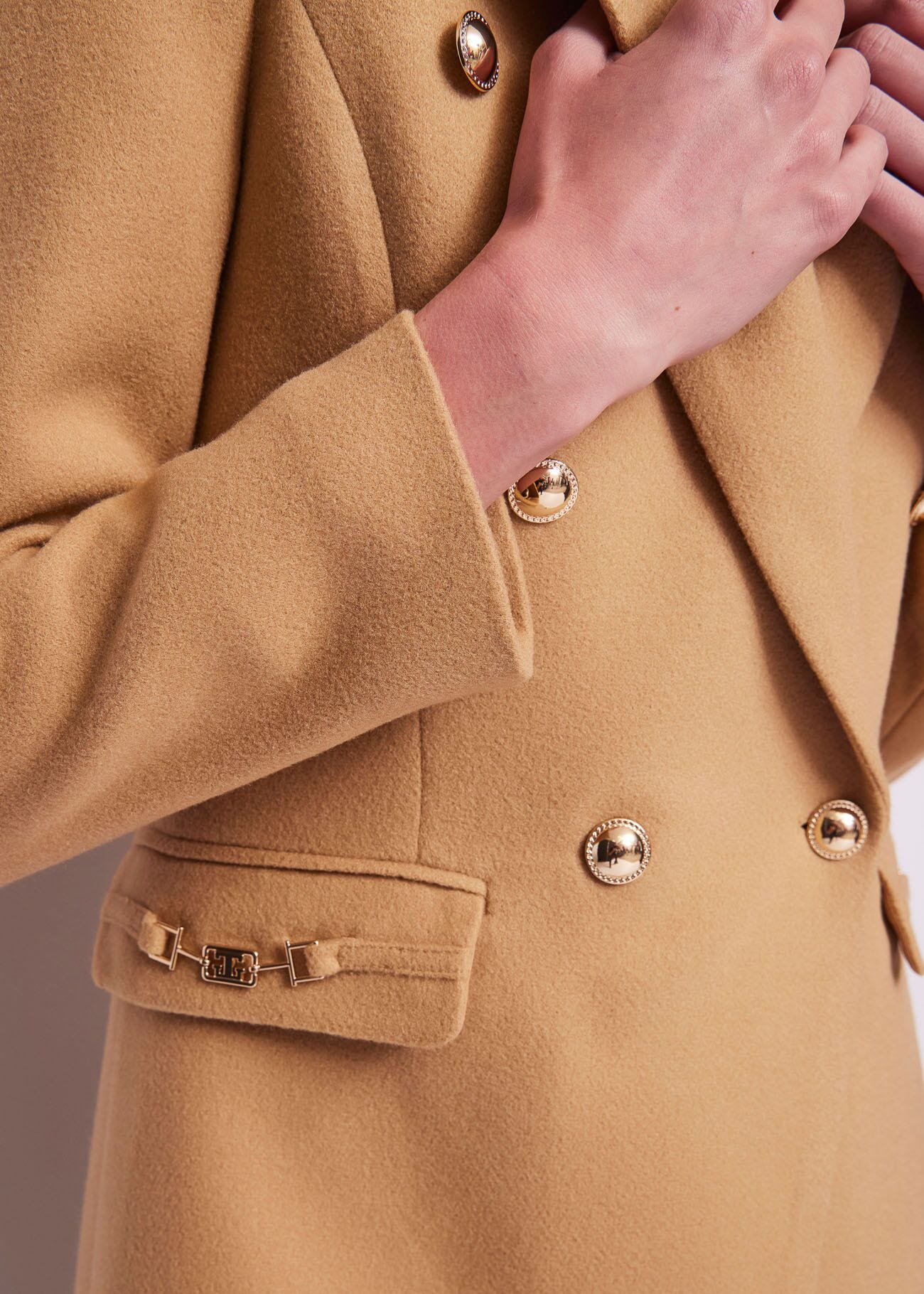 Manteau marron en laine mélangée