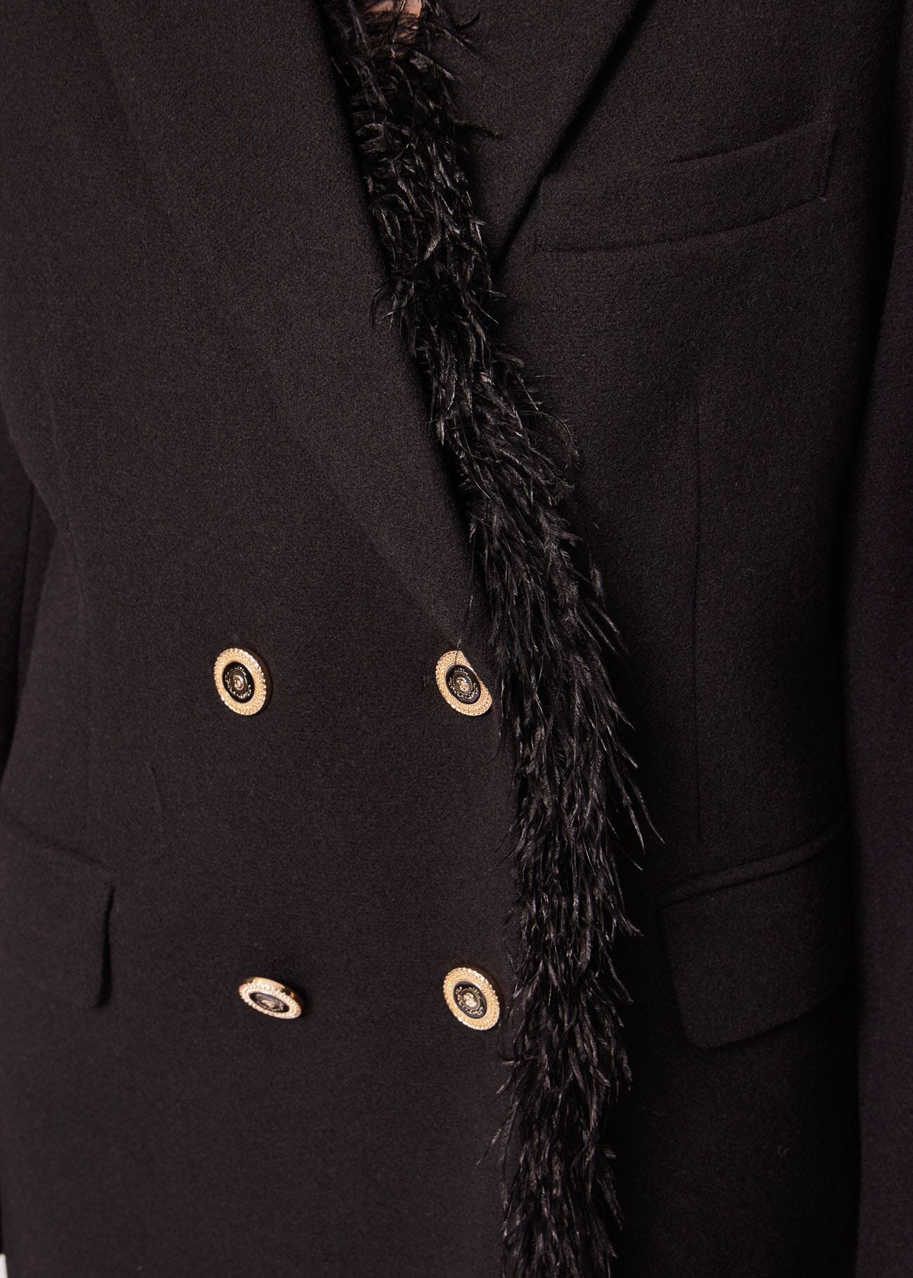 Woolblend fringed coat