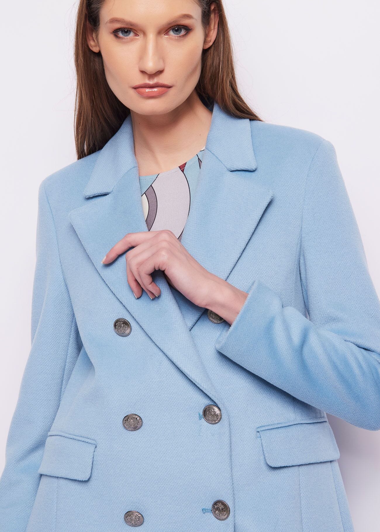 Blue doublebreasted coat