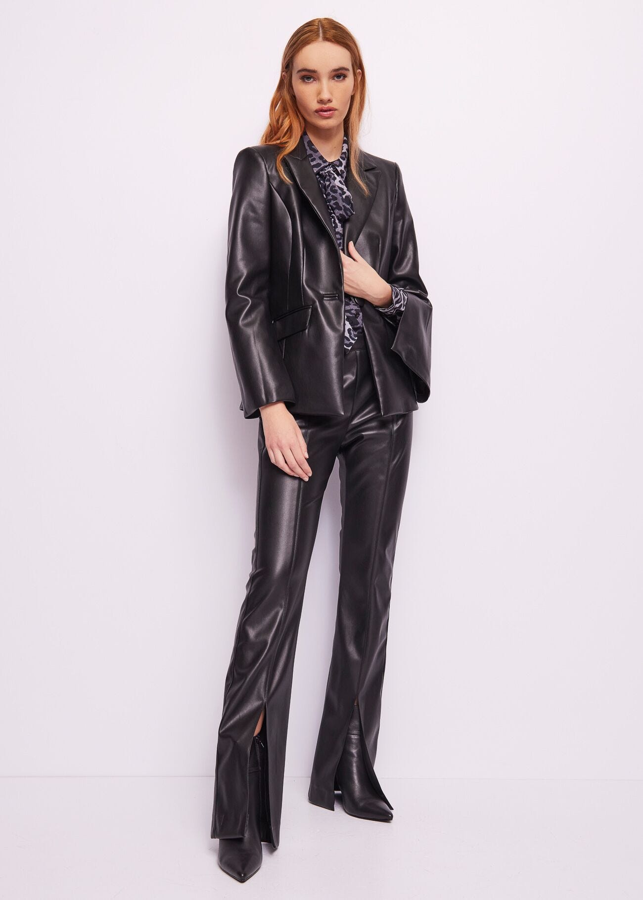 Blazer nero in similpelle