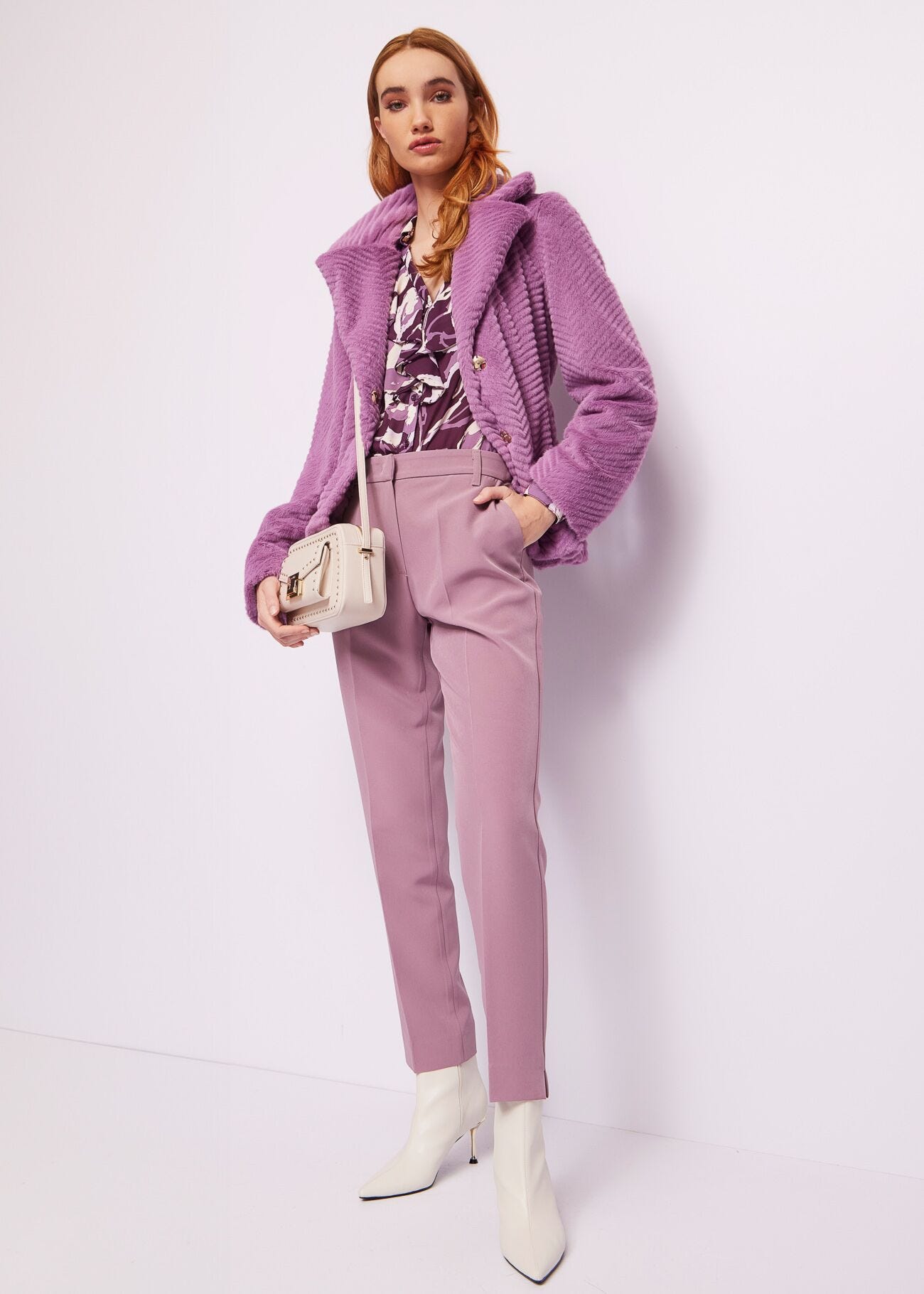 Blazer violet en fourrure synthétique