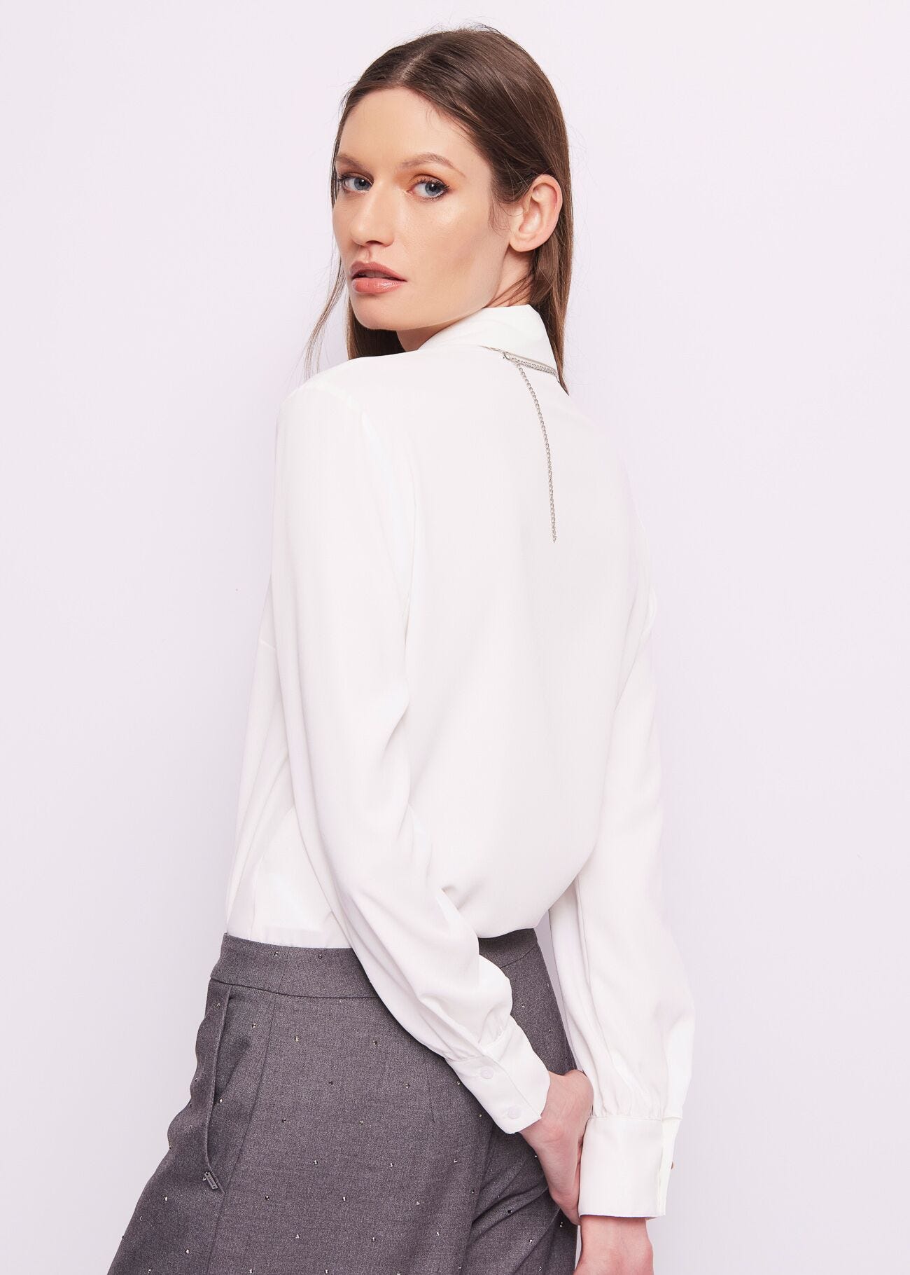 Chemise blanche en crêpe de Chine