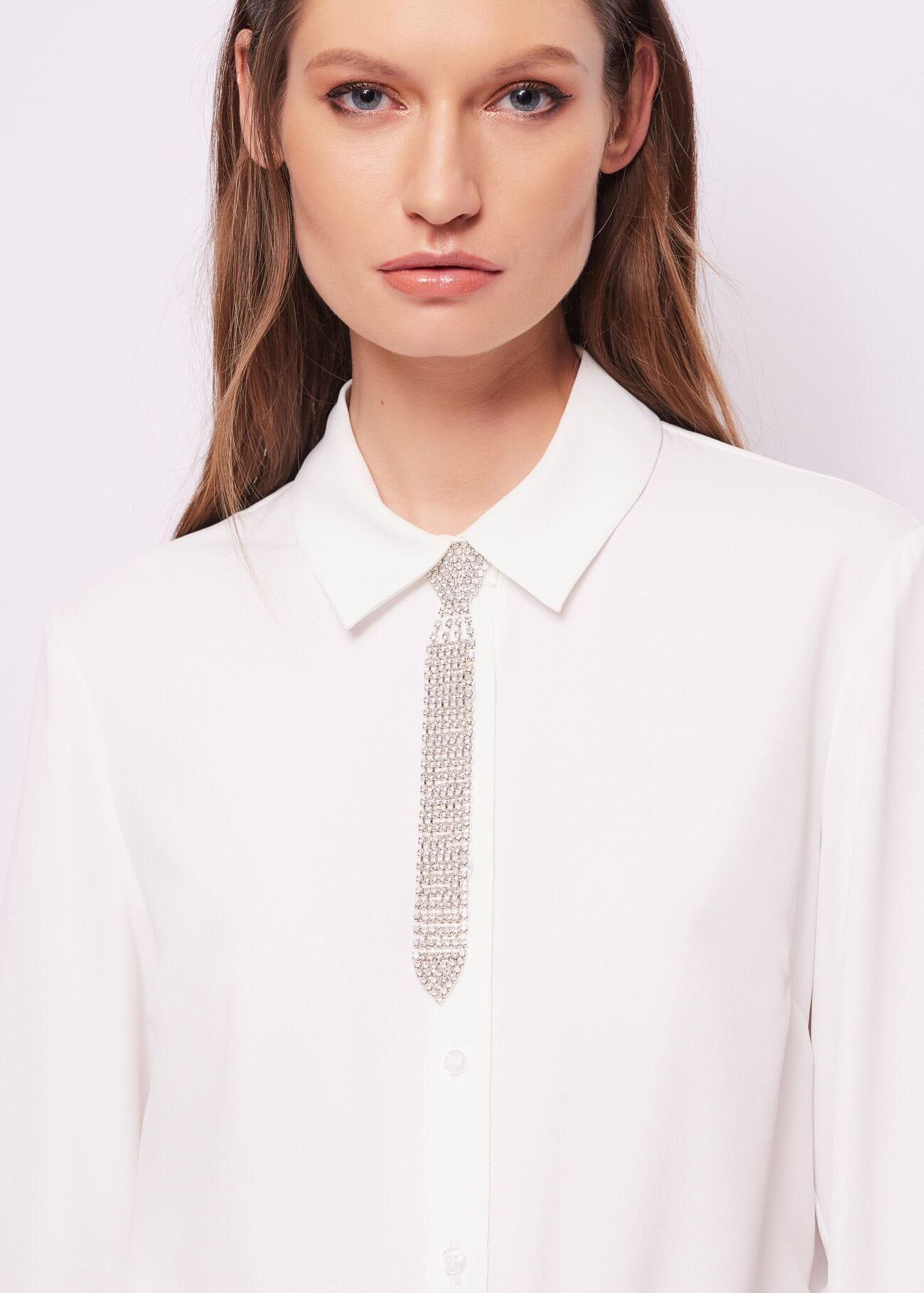 Chemise blanche en crêpe de Chine
