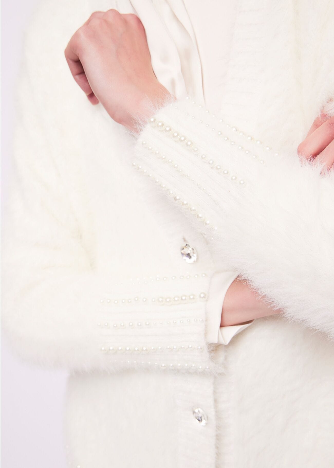 Cardigan bianco in maglia