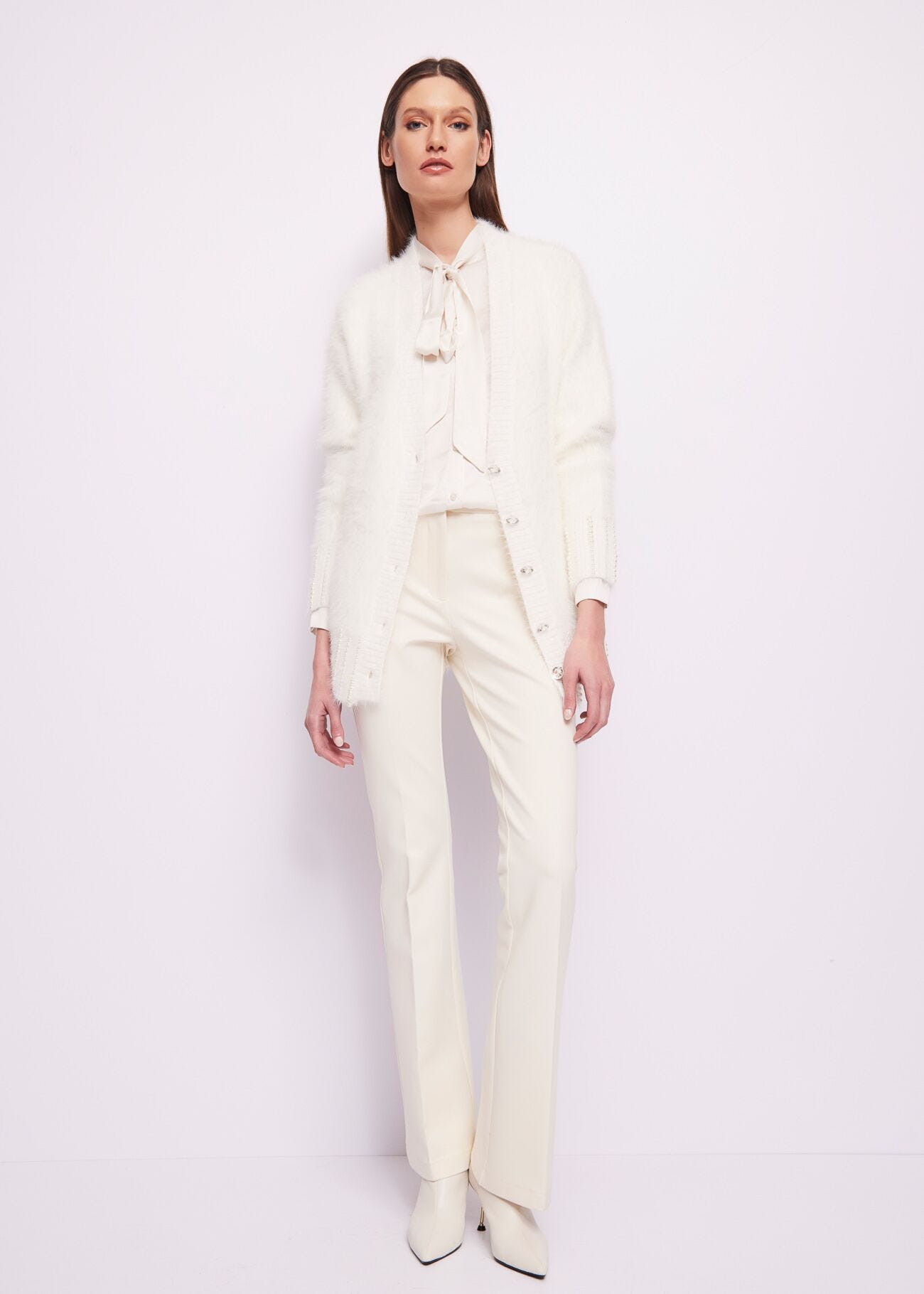Cardigan bianco in maglia