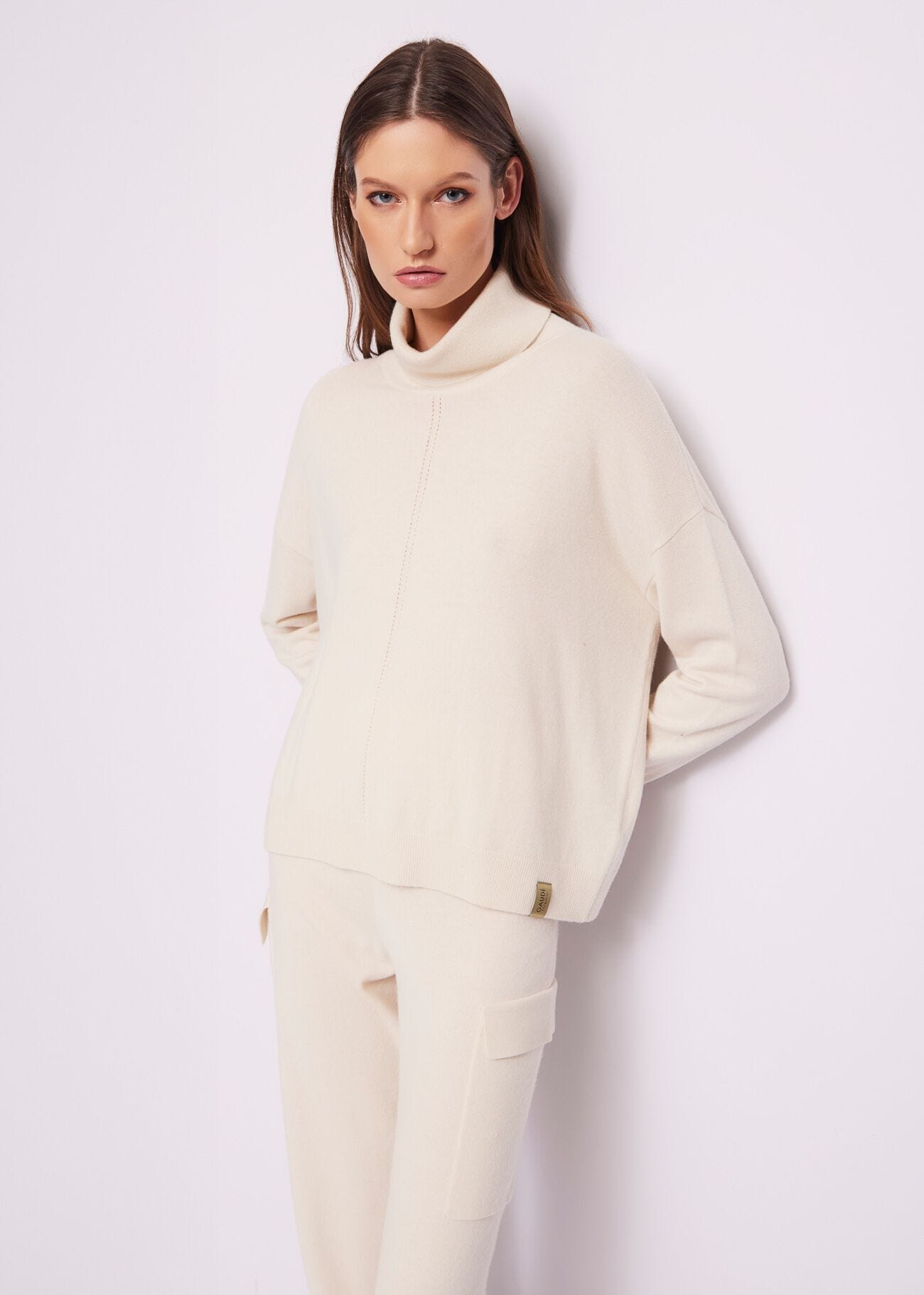 Pull blanc en laine et cachemire