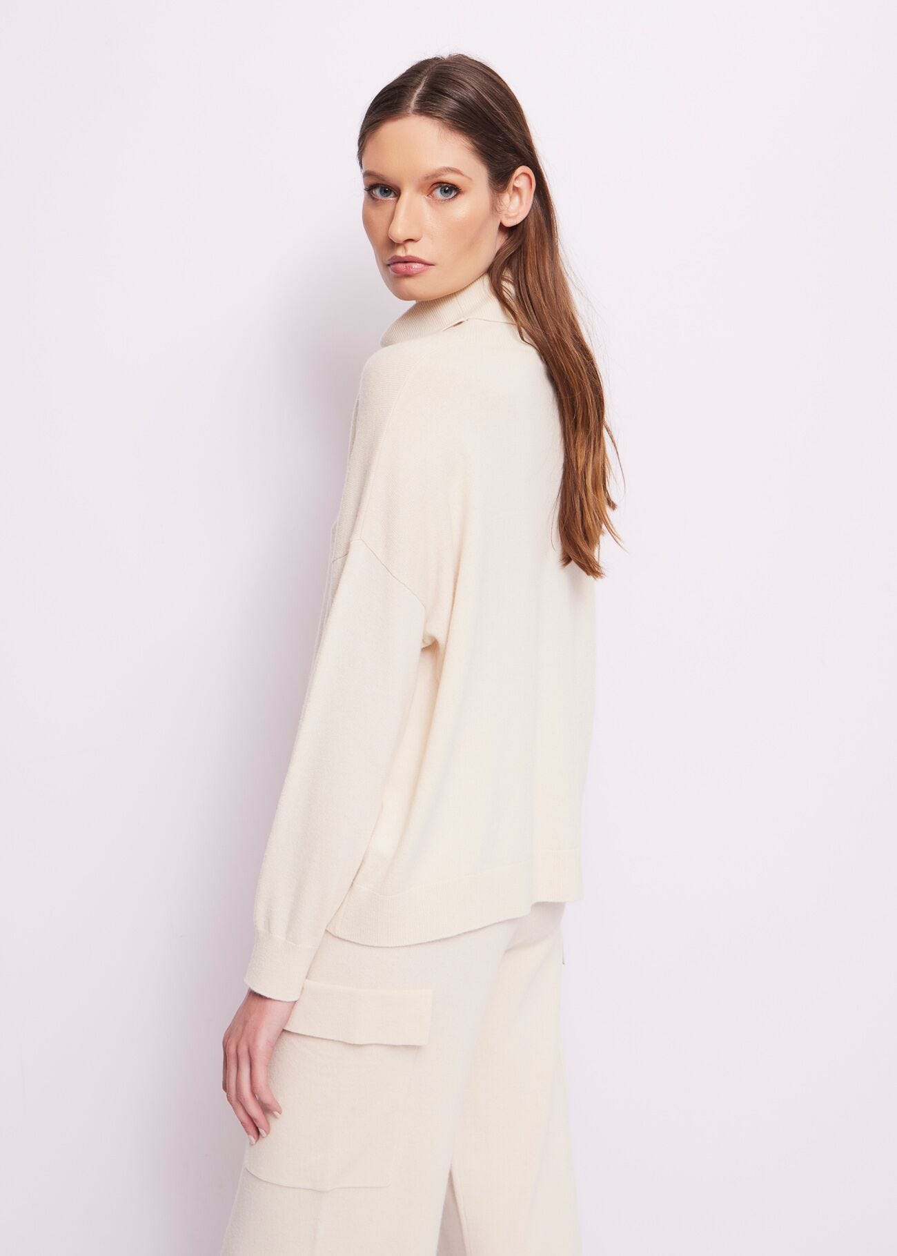 Pull blanc en laine et cachemire