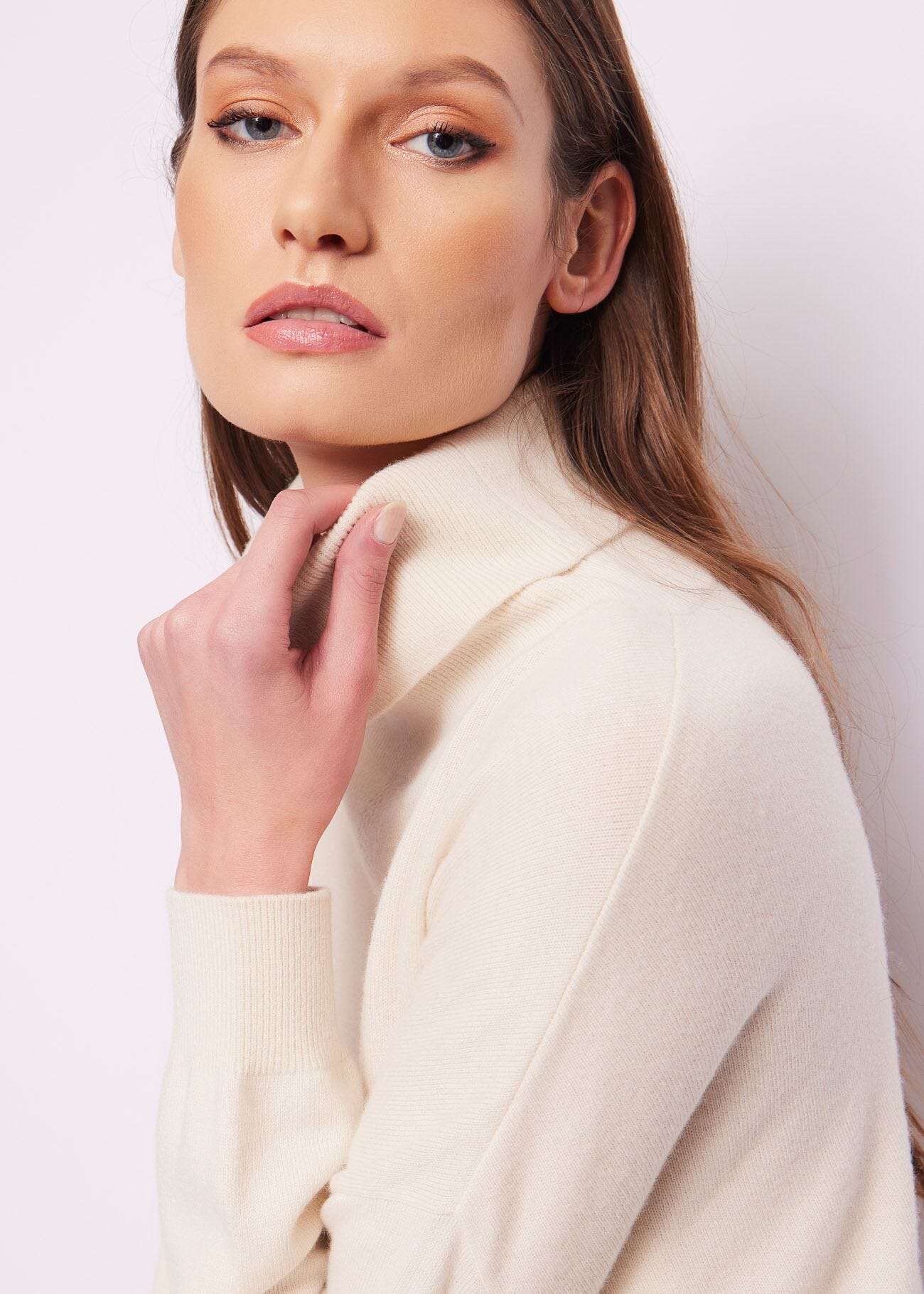 Pull blanc en laine et cachemire