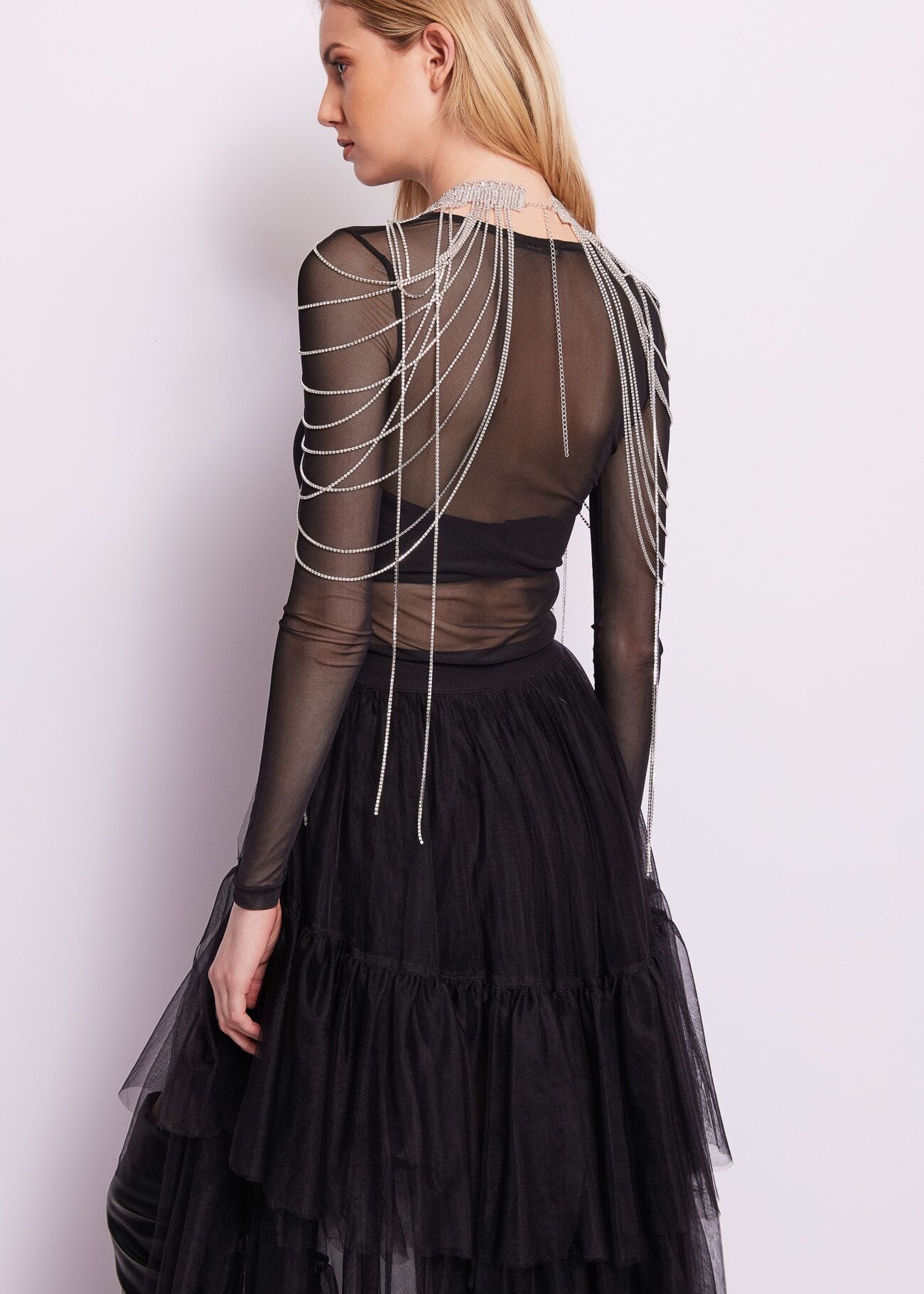 Tulle tshirt with rhinestones