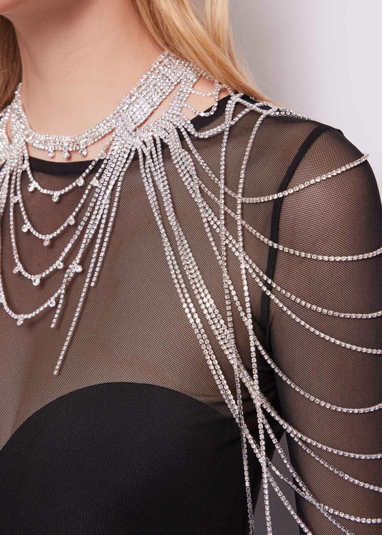 Tulle tshirt with rhinestones