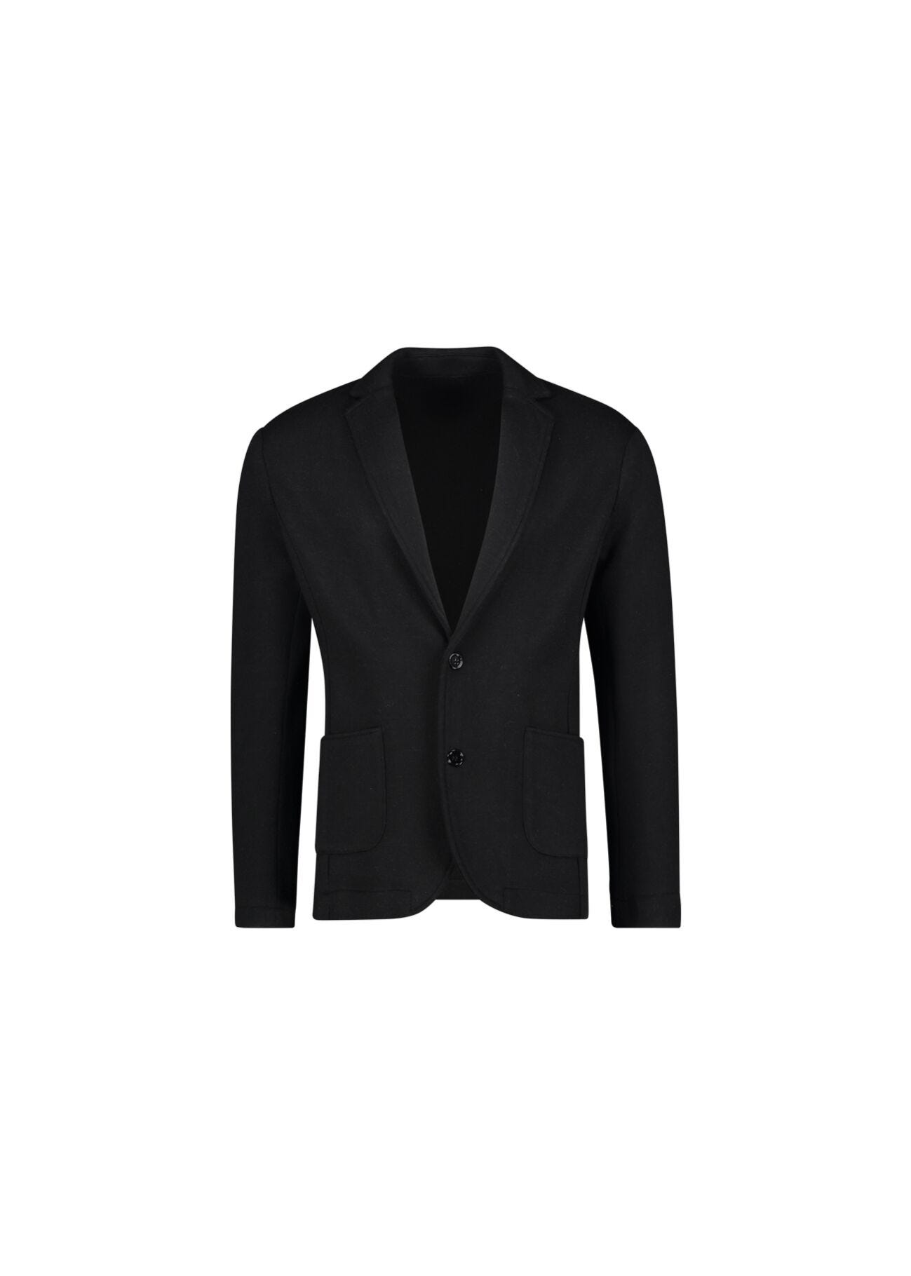 Black singlebreasted knit blazer