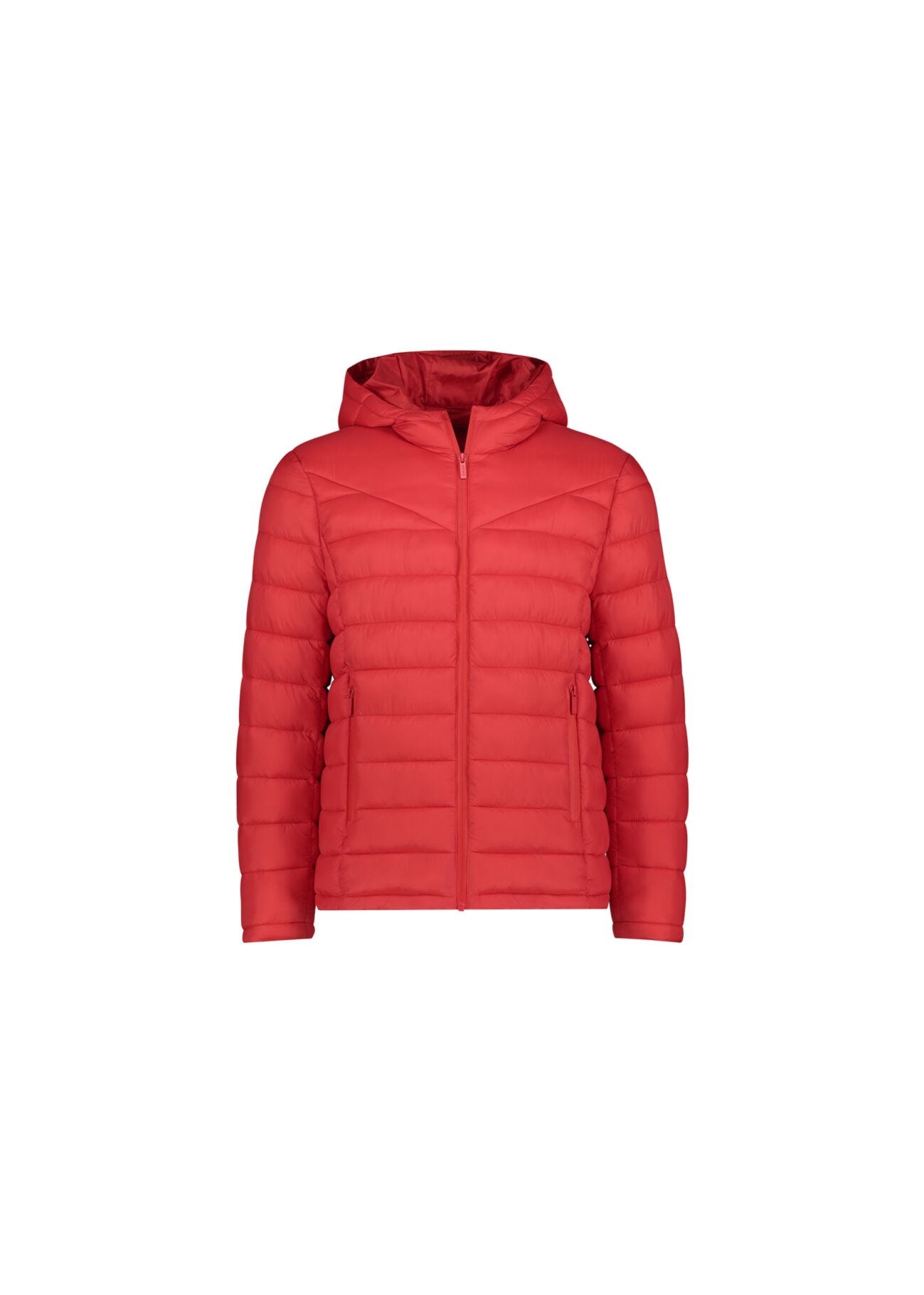Plumífero rojo de nailon acolchado con pespunte