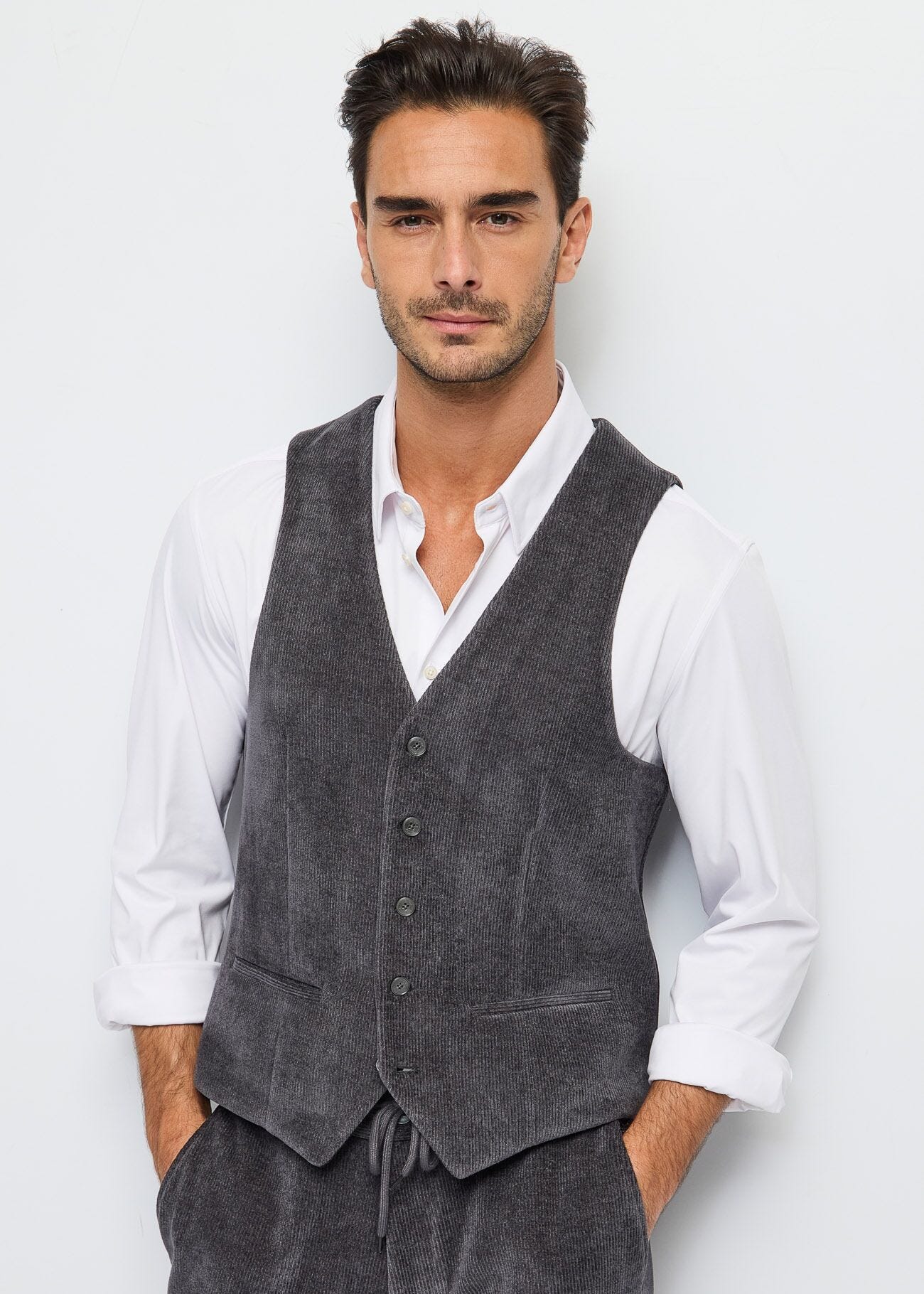 Gilet gris en velours