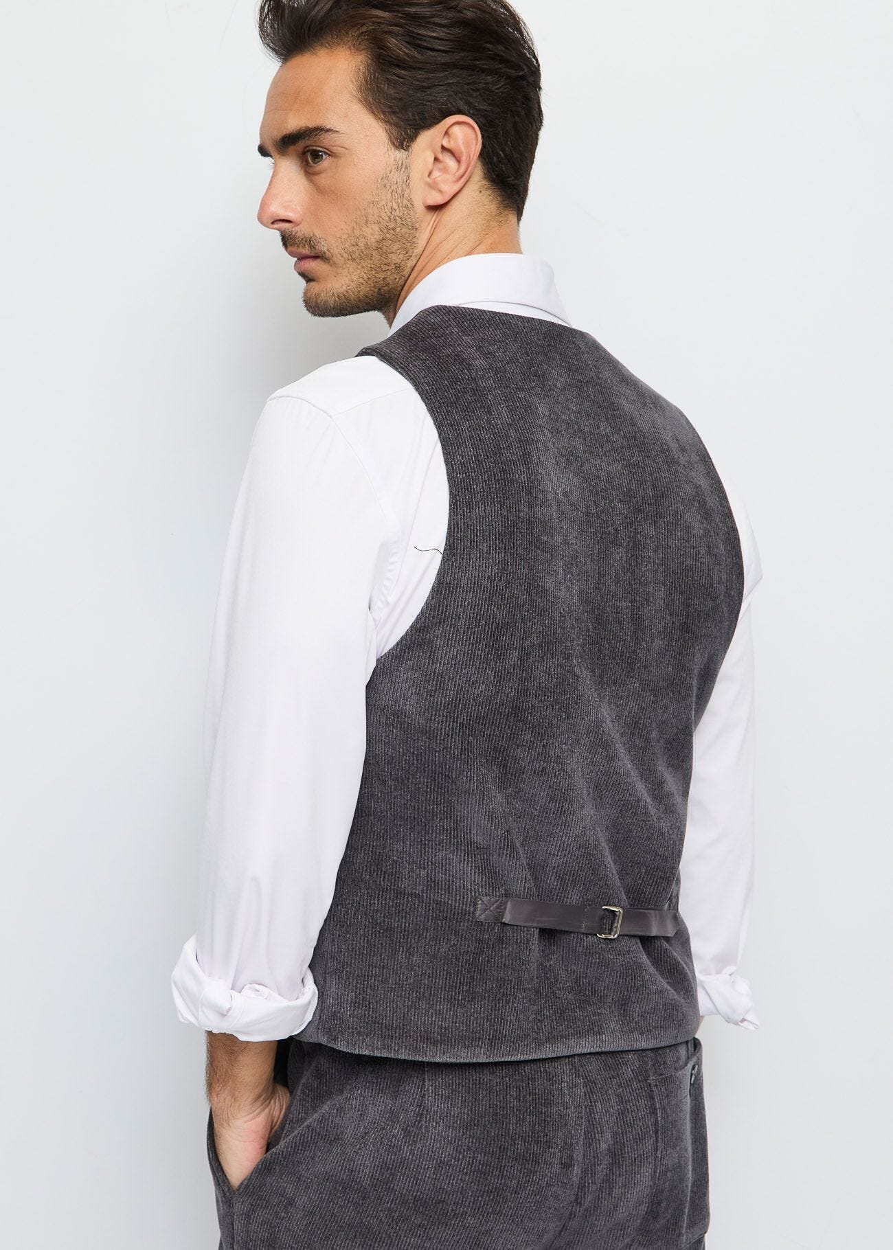Gilet gris en velours