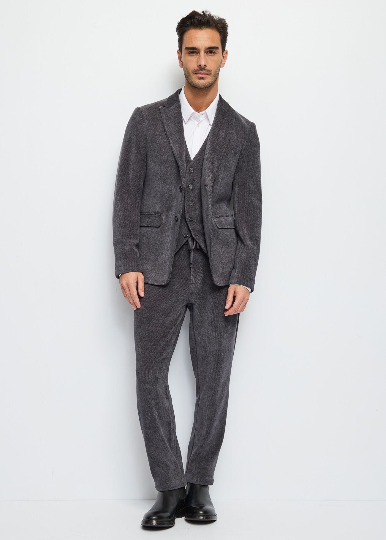 Gilet gris en velours