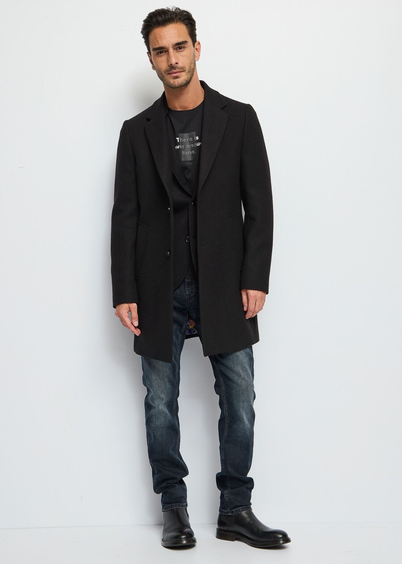 Black coat with buttons