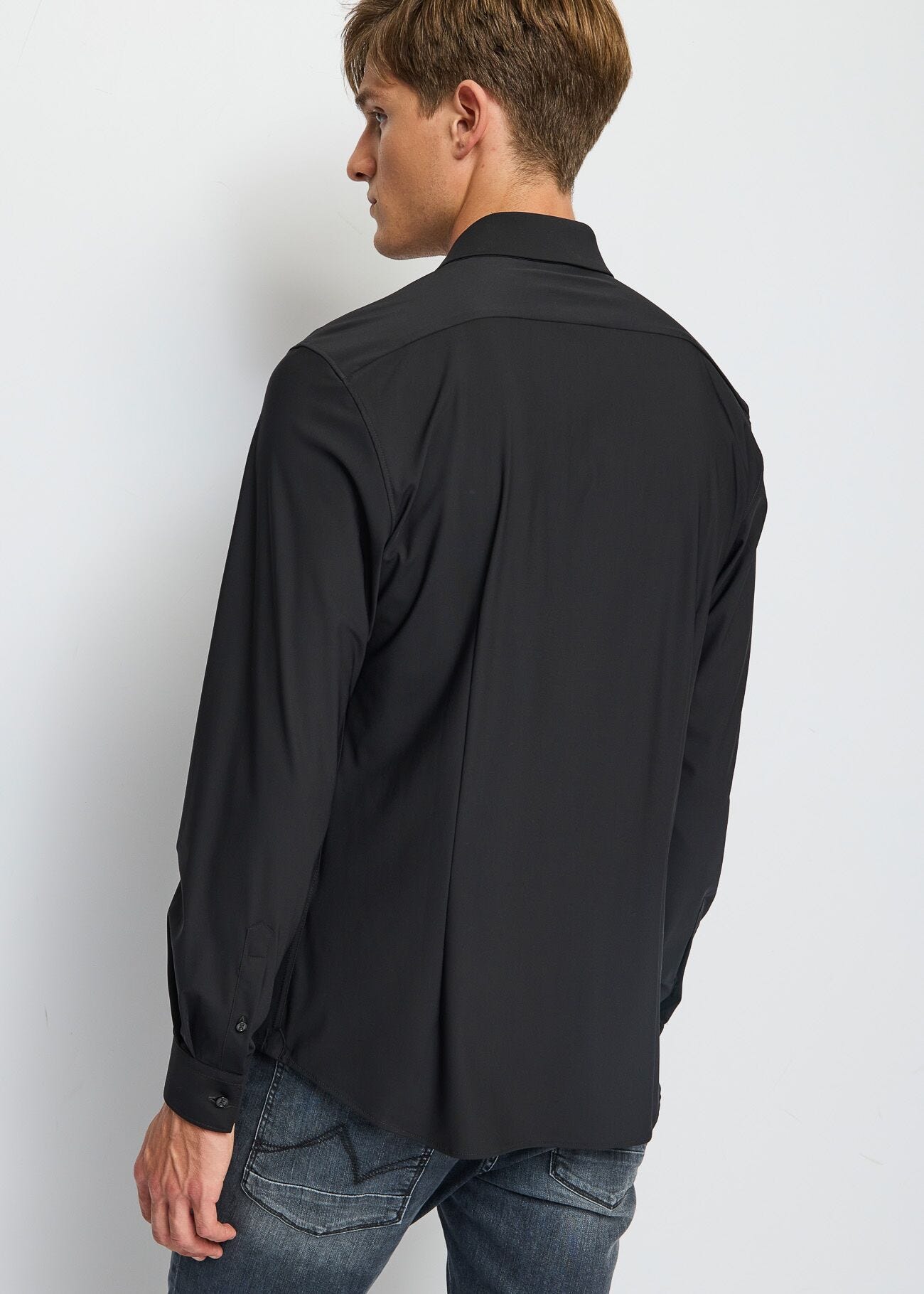Chemise slim en nylon noir