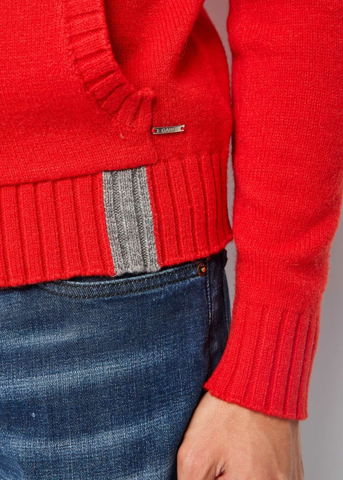 Sweat-shirt rouge en maille de laine