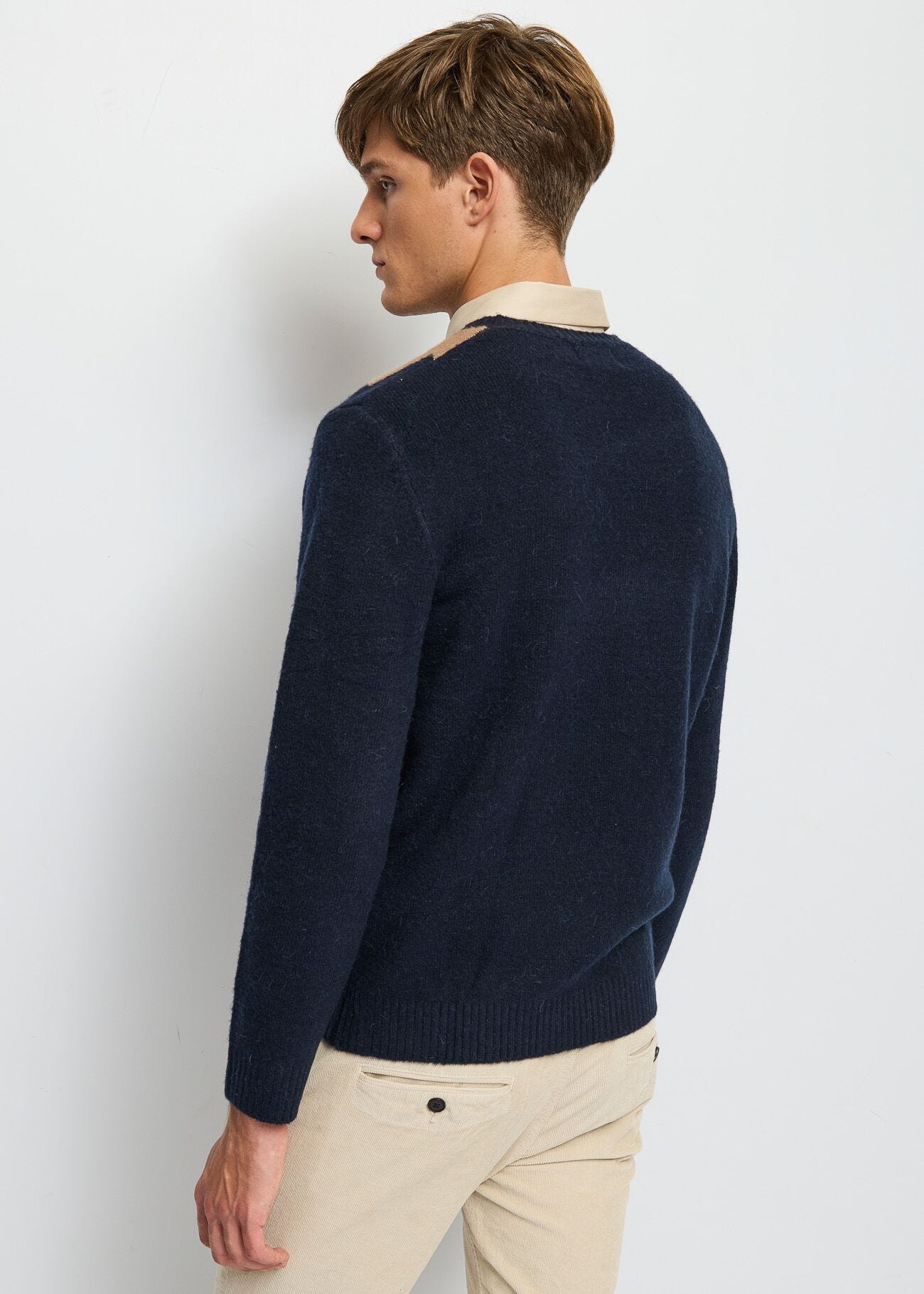 Maglia blu in misto alpaca e lana