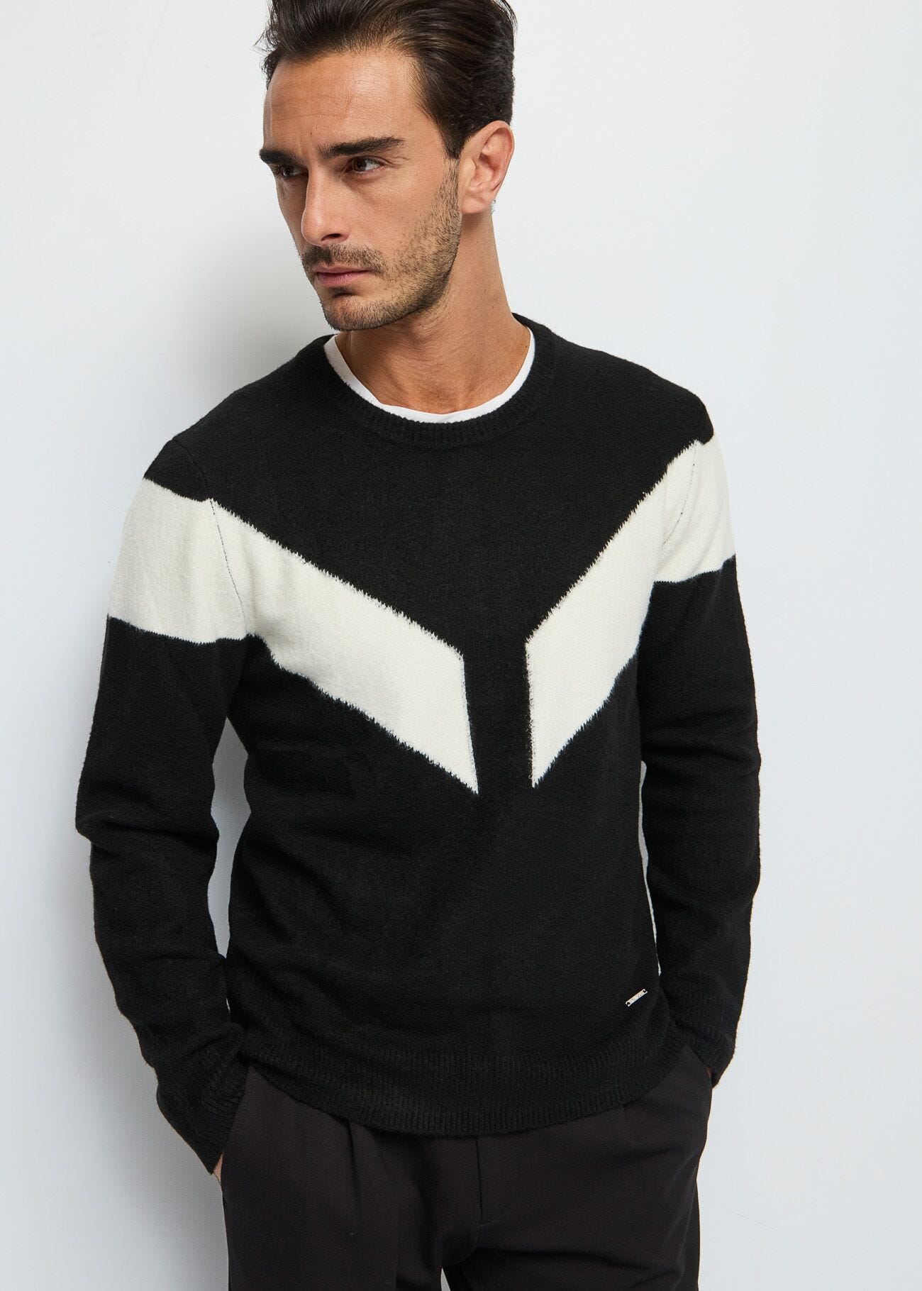 Jersey de cuello redondo en mezcla de lana