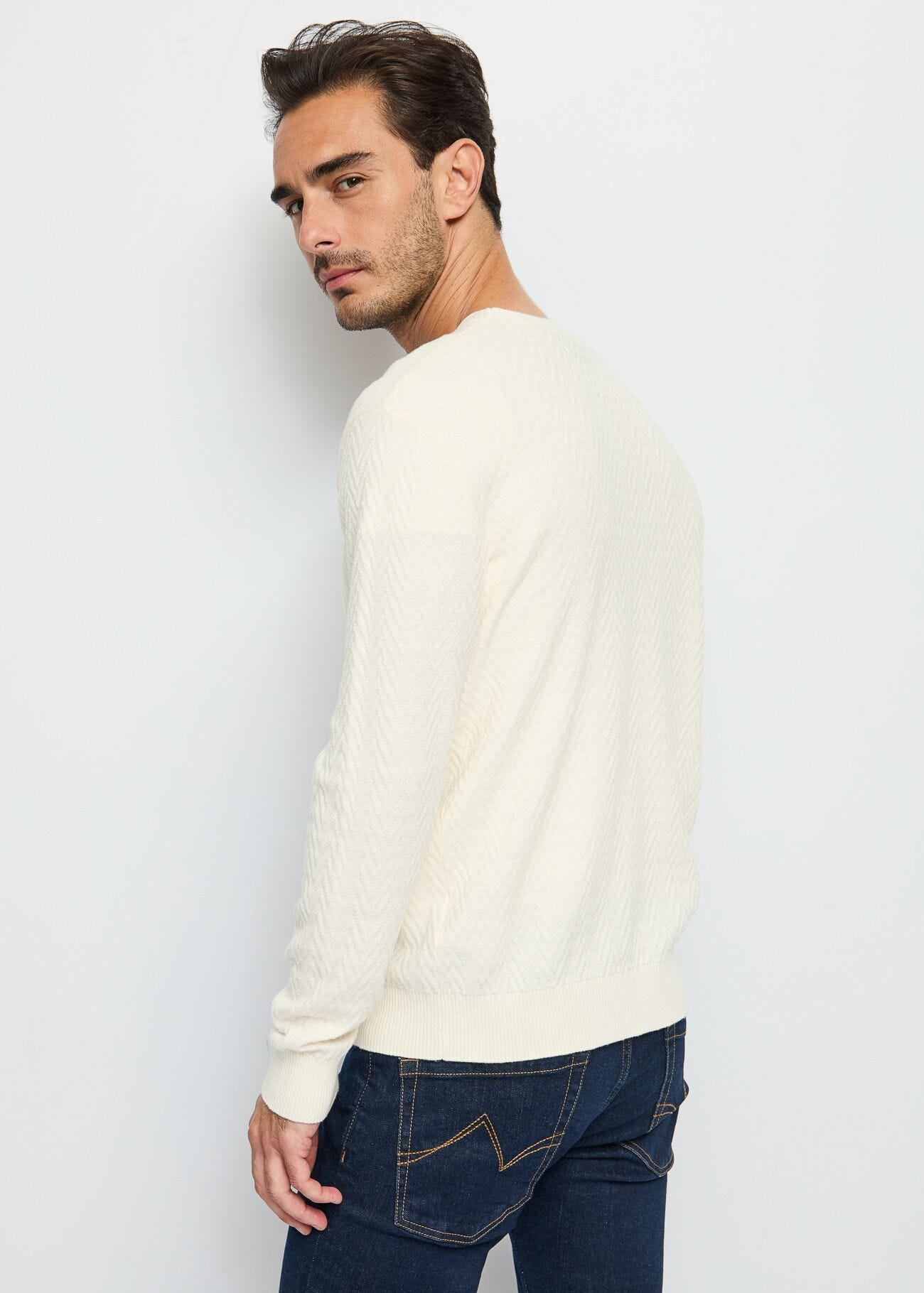 White cotton and cashmere jumper