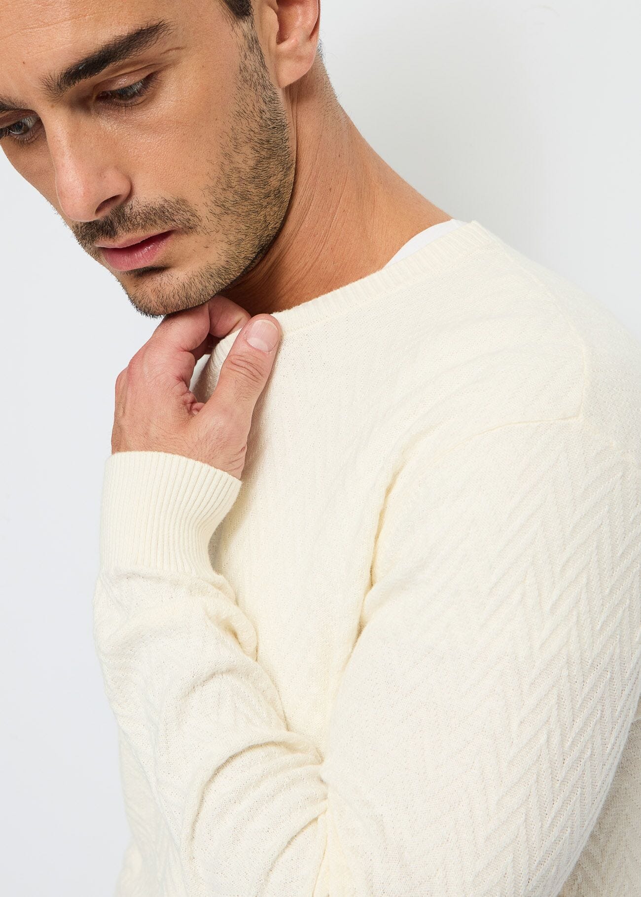 White cotton and cashmere jumper