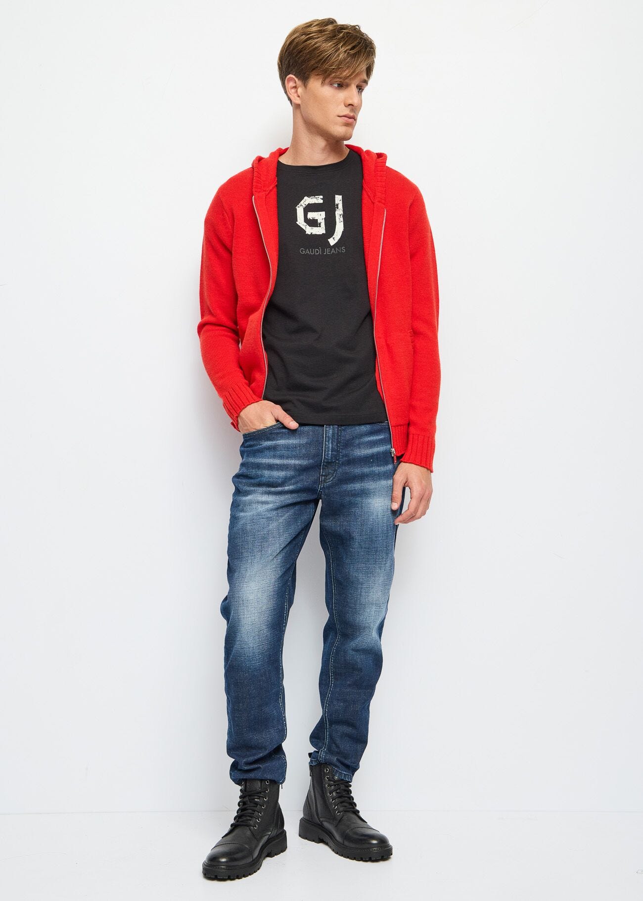 T-shirt nera in cotone con logo