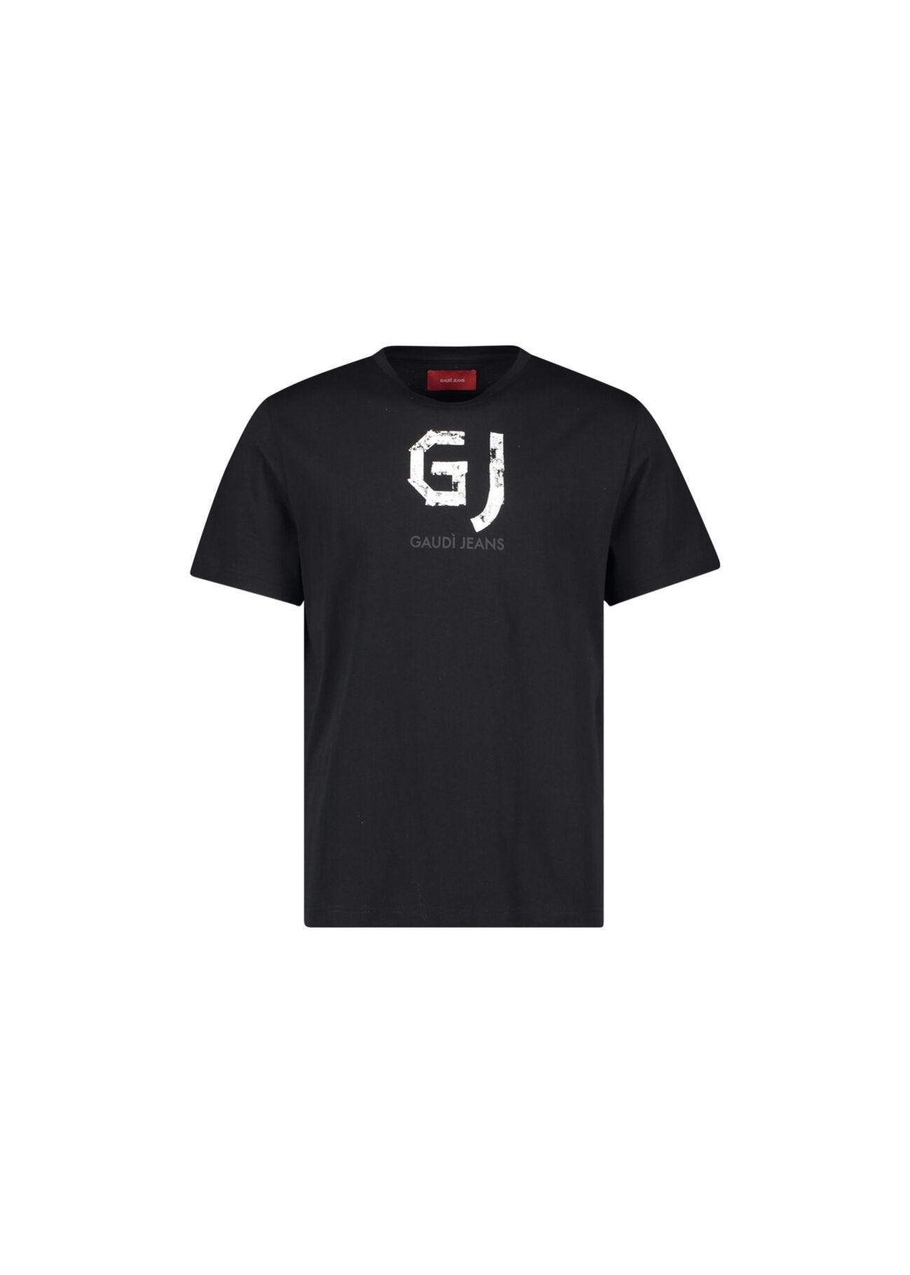 T-shirt nera in cotone con logo