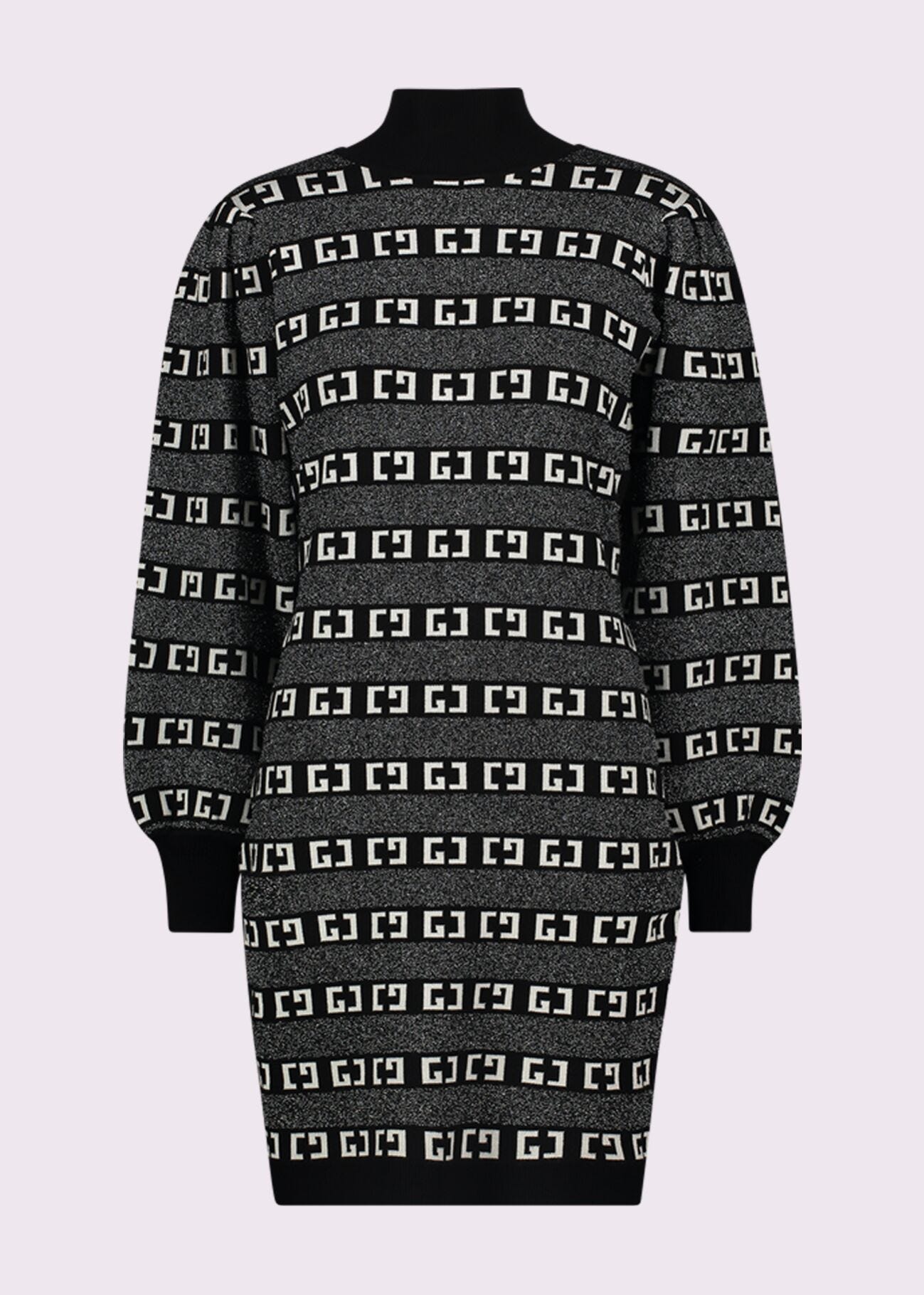 Grey dress with jacquard logo
