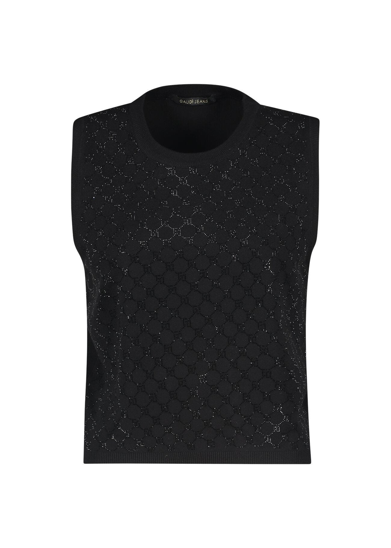 Gilet in maglia con logo e strass