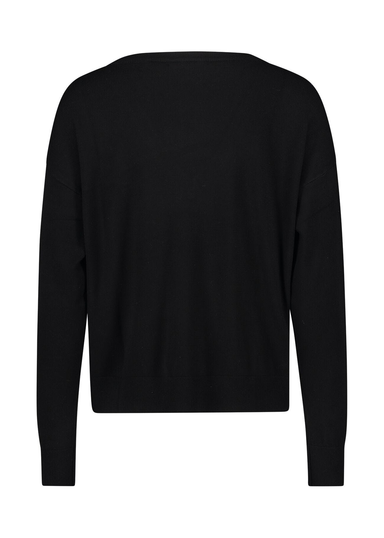 Black jumper with logo and rhinestones