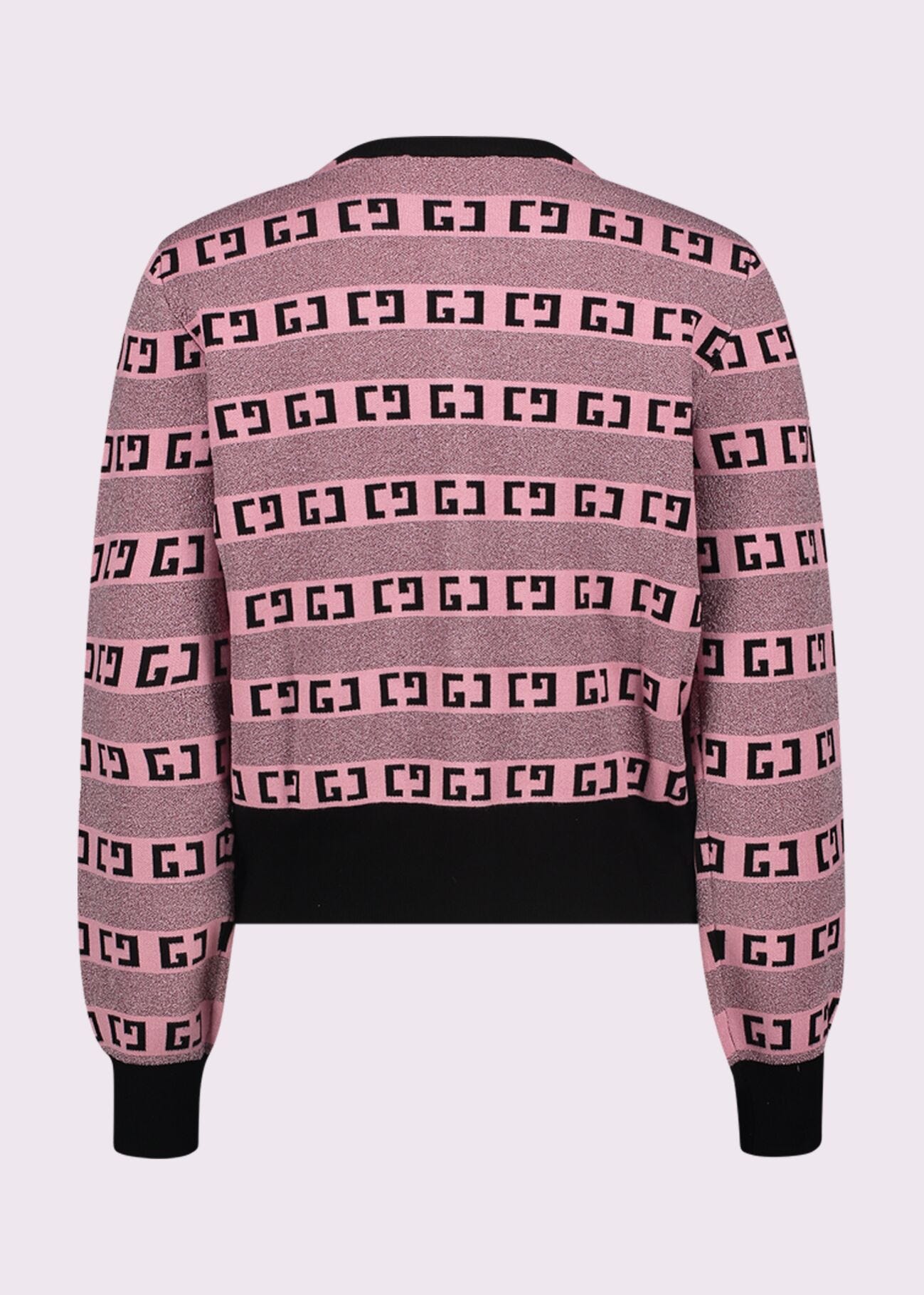 Pink cardigan with jacquard logo