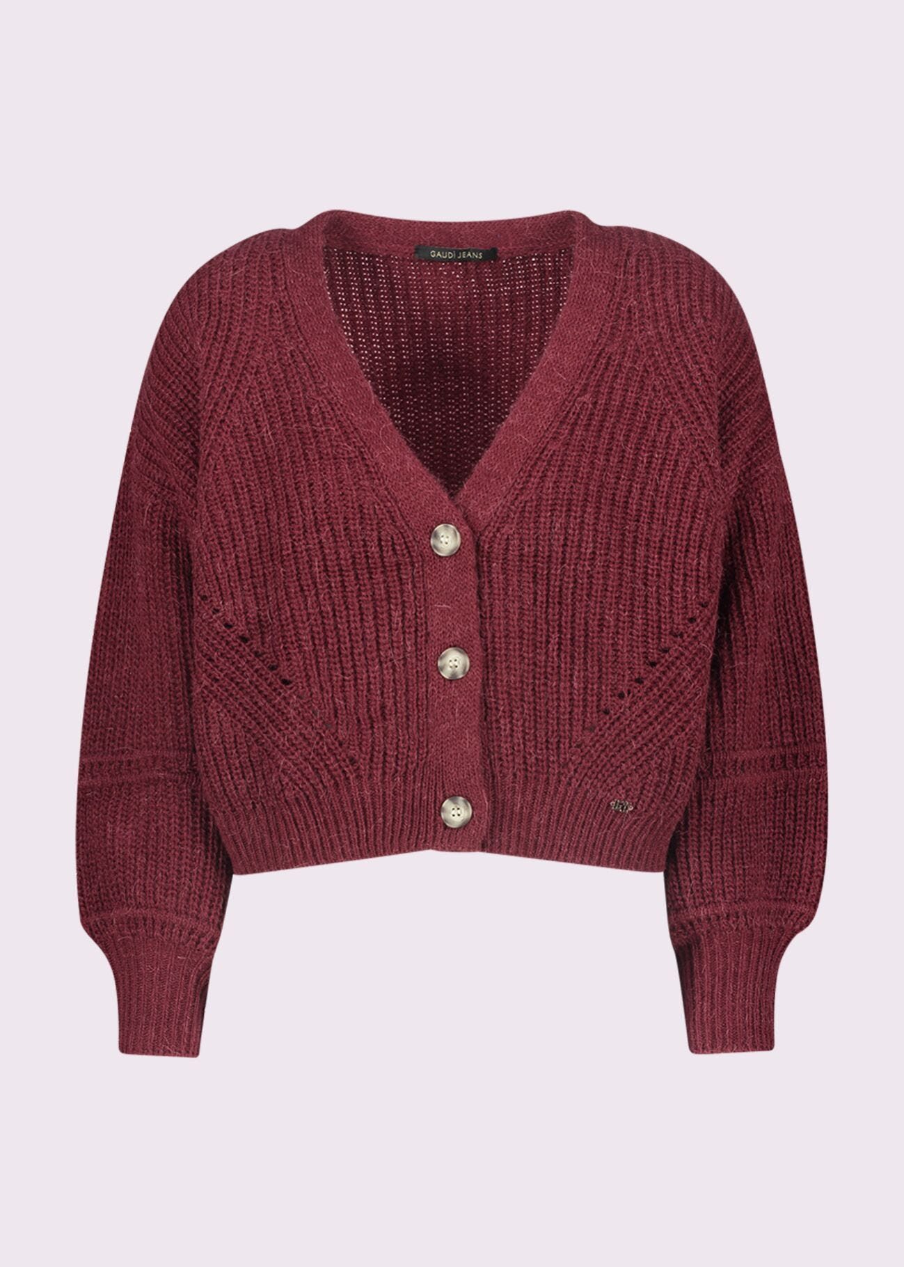 Cardigan bordeaux in lana e alpaca