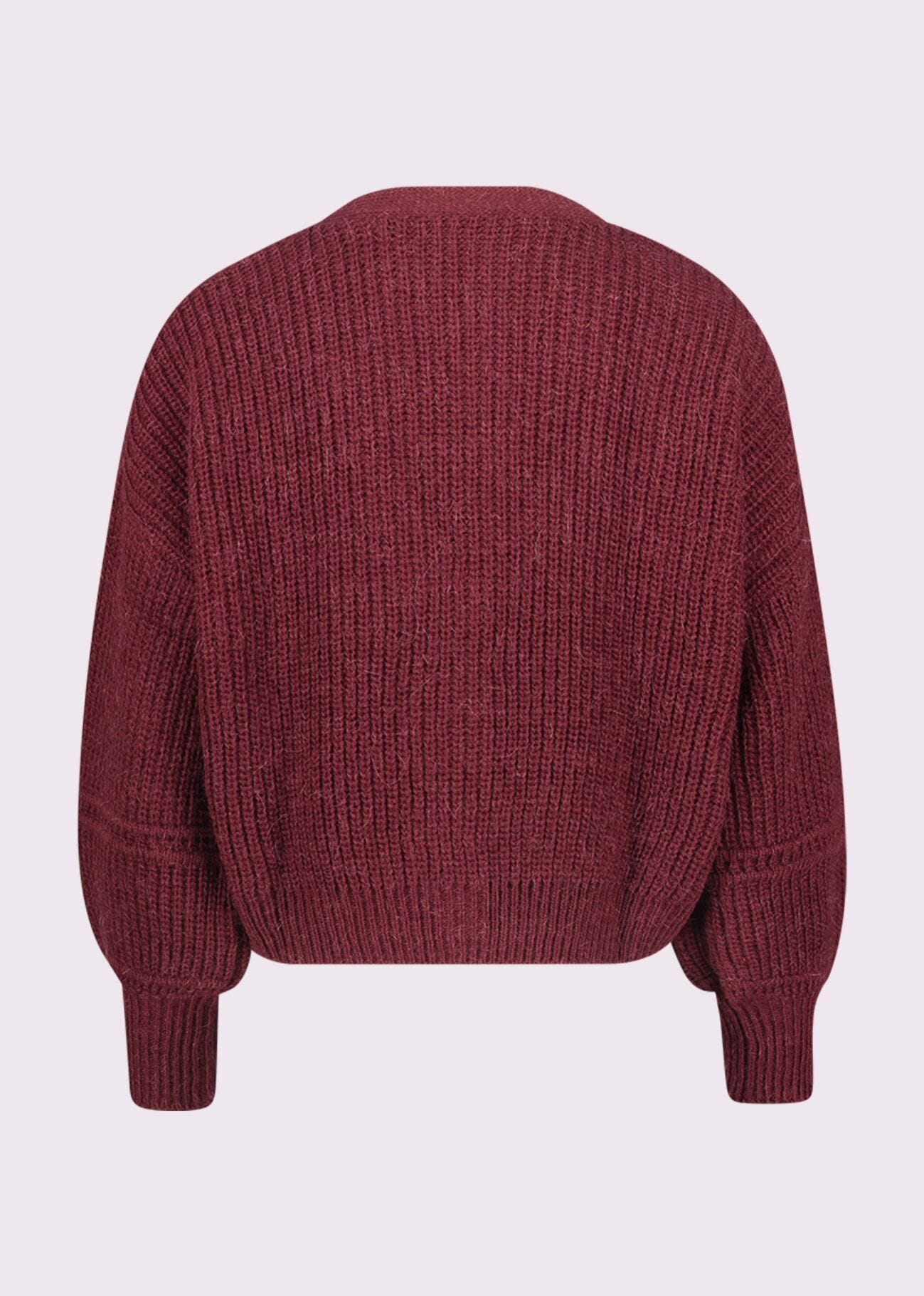Cardigan bordeaux in lana e alpaca