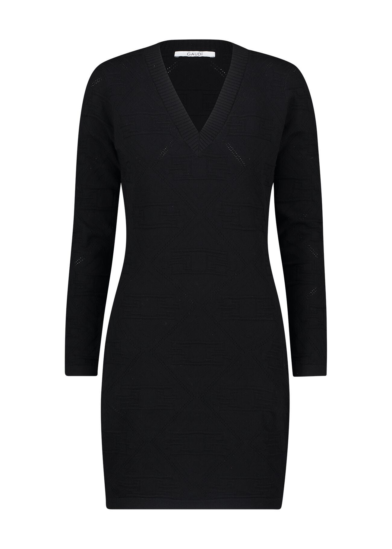 Mini-robe noire en maille jacquard