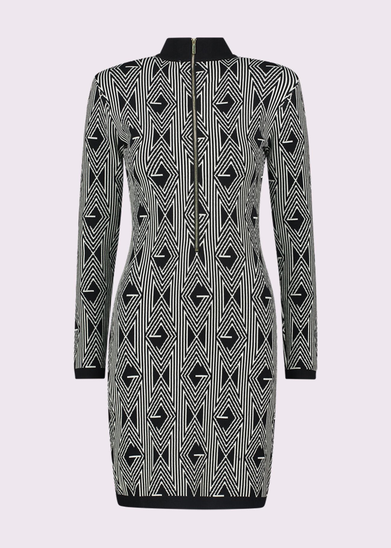 Mini-robe noire en maille jacquard