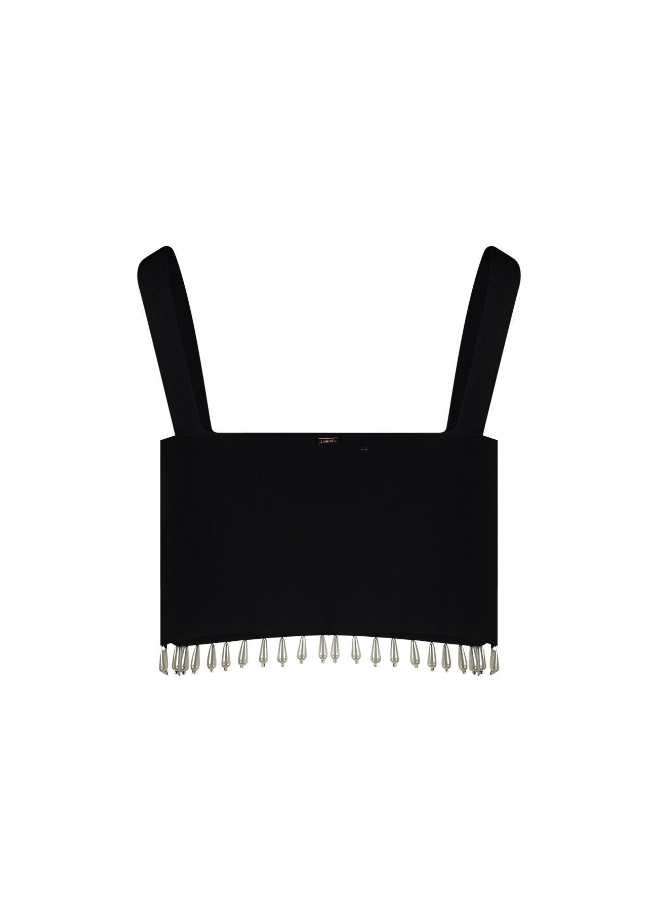 Top en maille avec strass et perles
