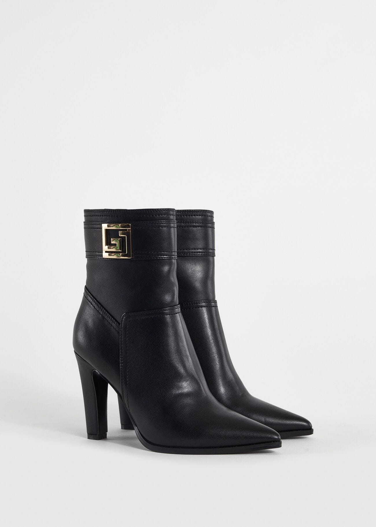 Fauxleather ankle boots with logo