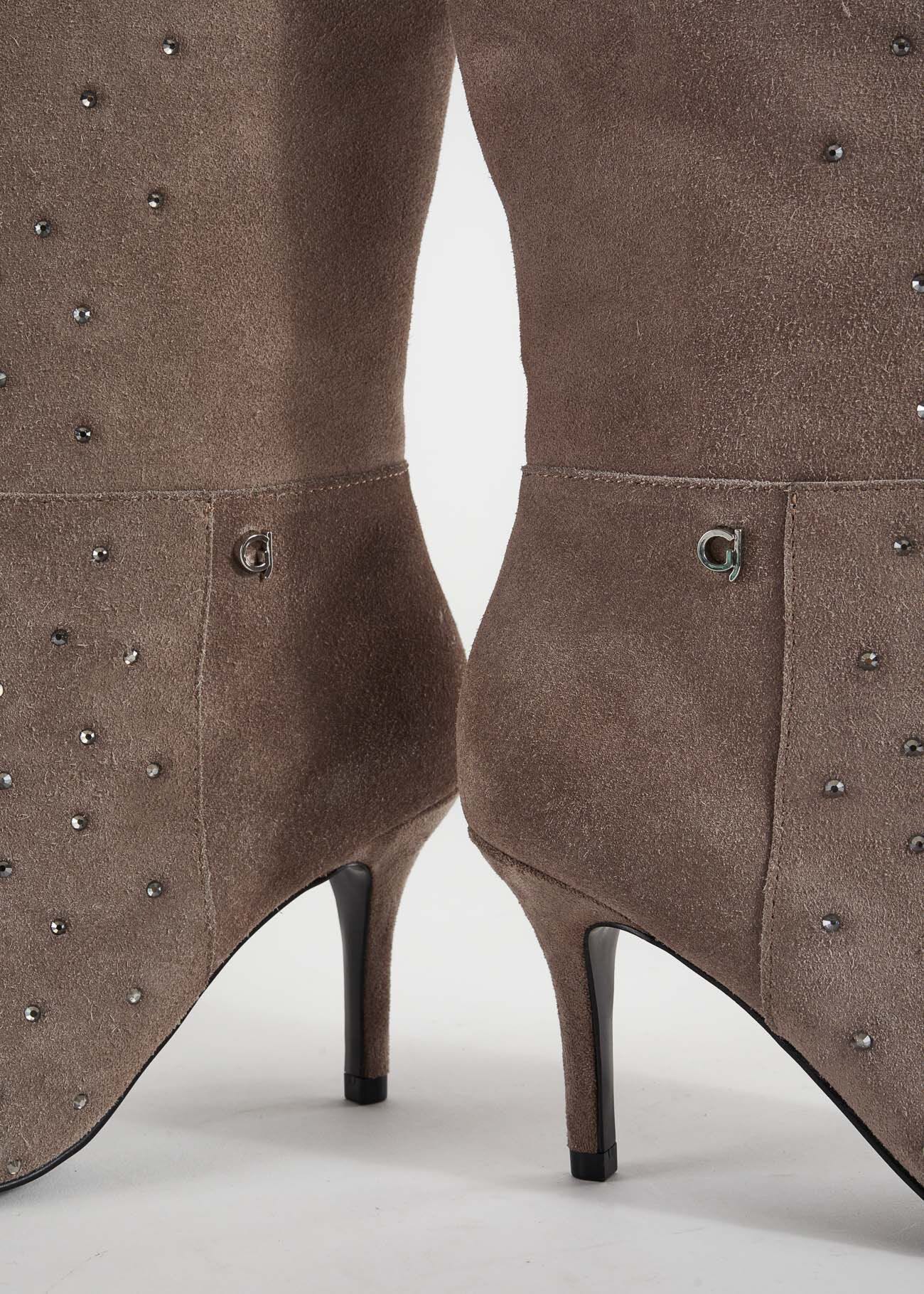 Stivali in pelle con strass
