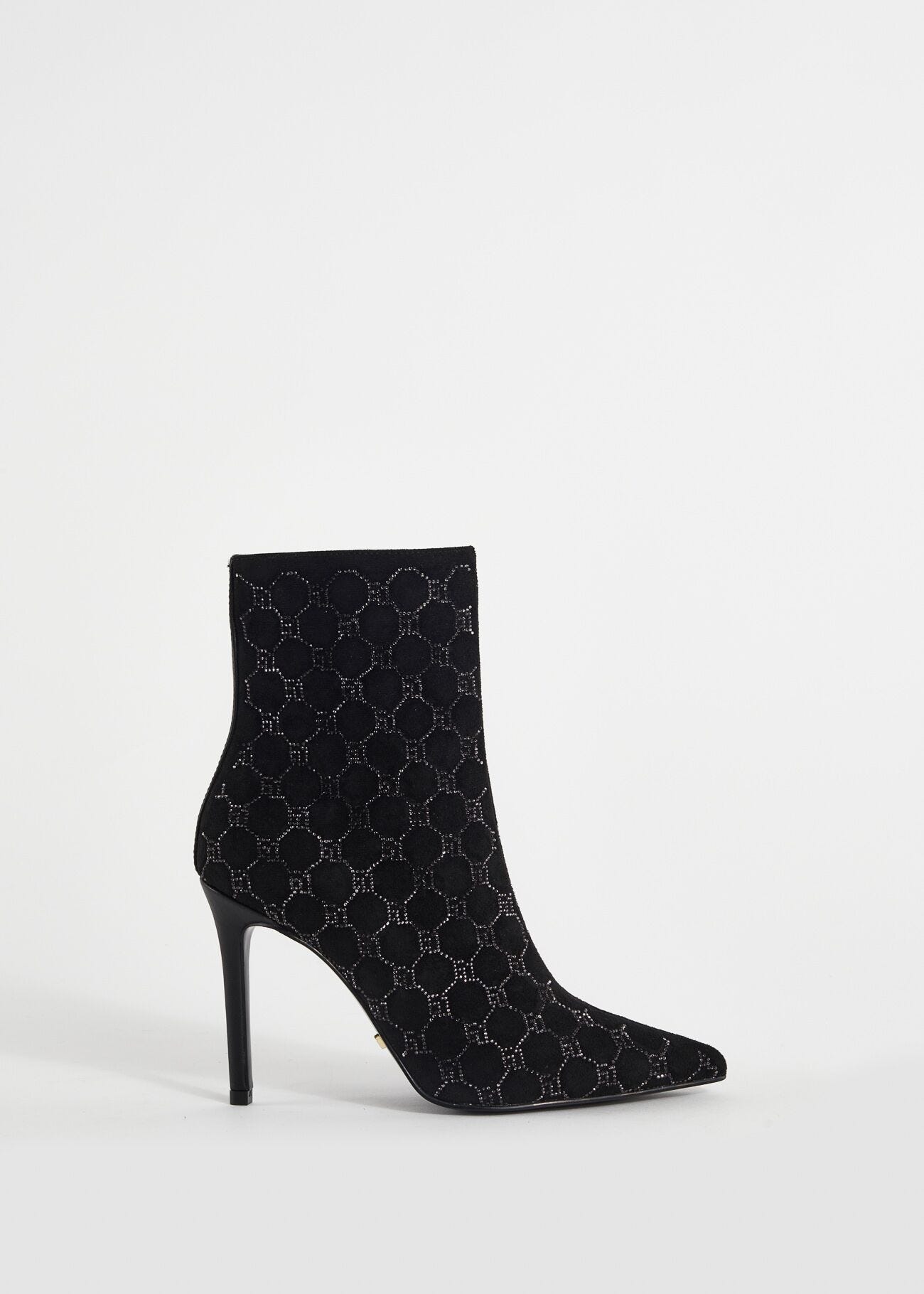 Ankle boots with logo and rhinestones