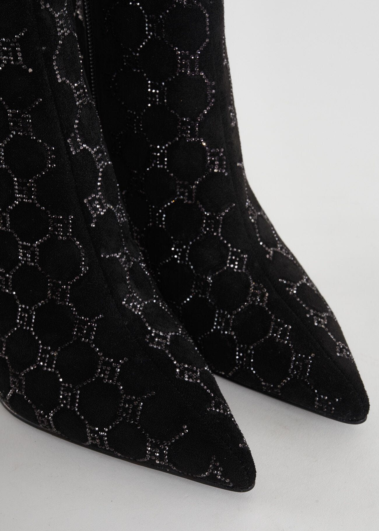 Ankle boots with logo and rhinestones