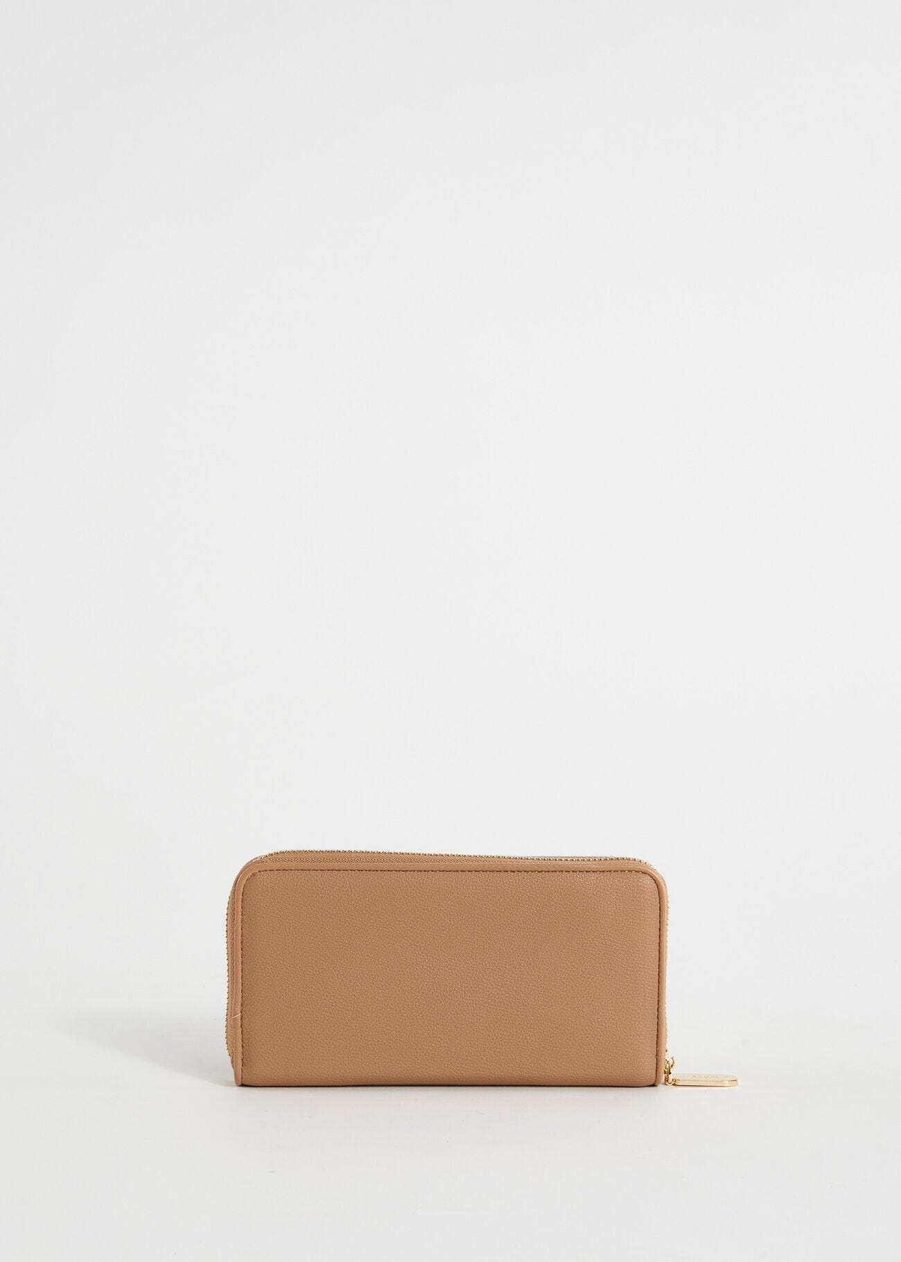 Portefeuille en similicuir beige