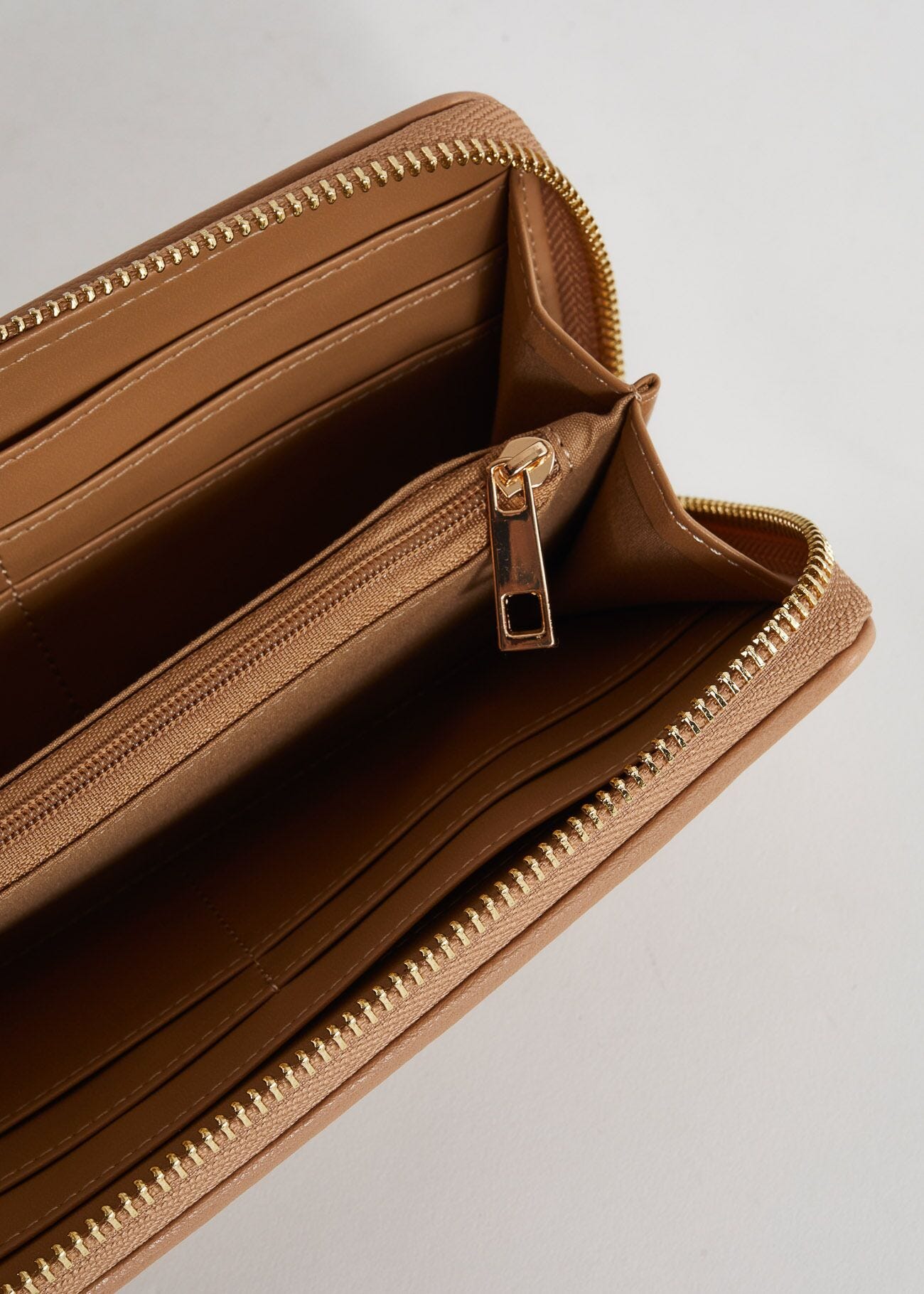 Portefeuille en similicuir beige