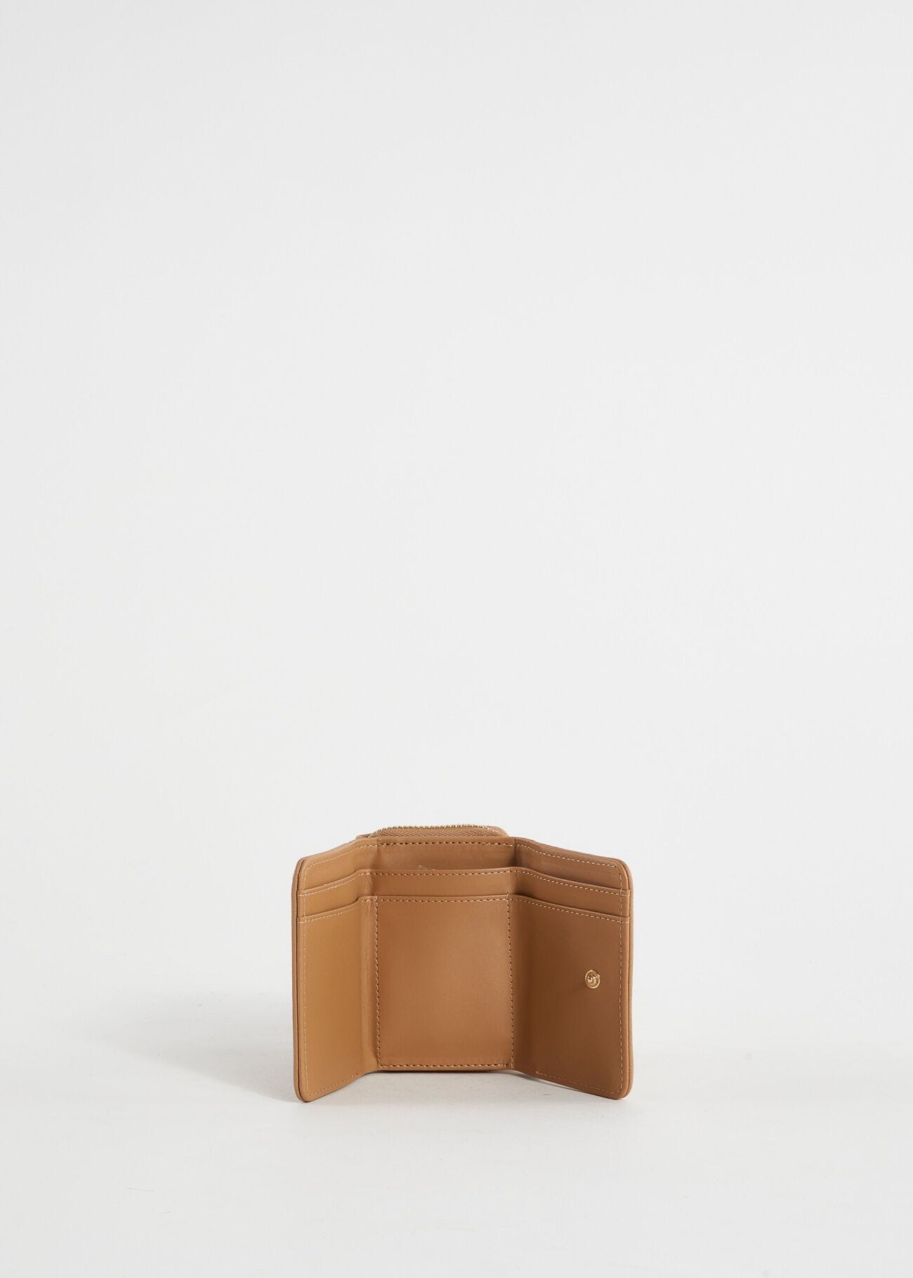 Mini portafoglio beige con patta