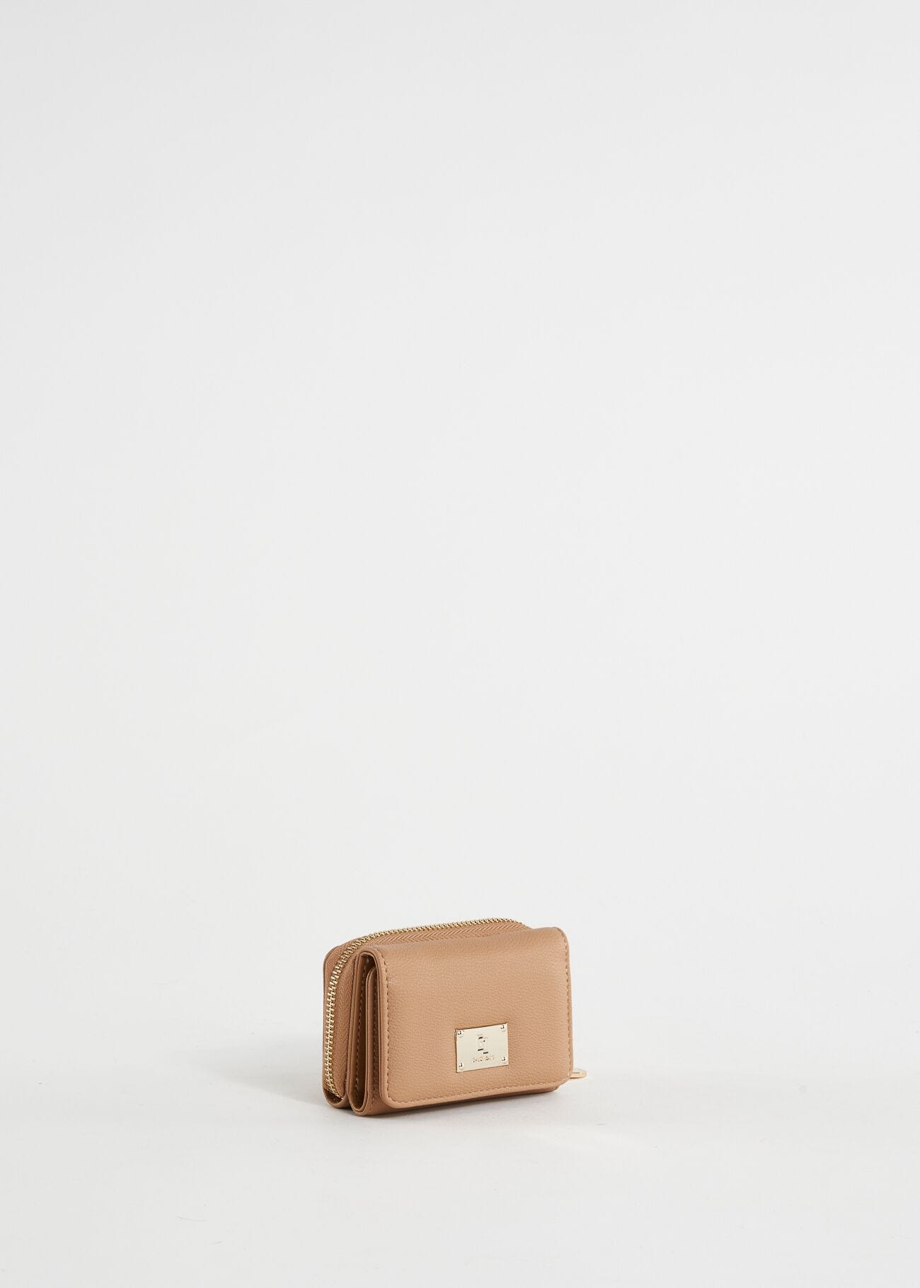 Mini portafoglio beige con patta