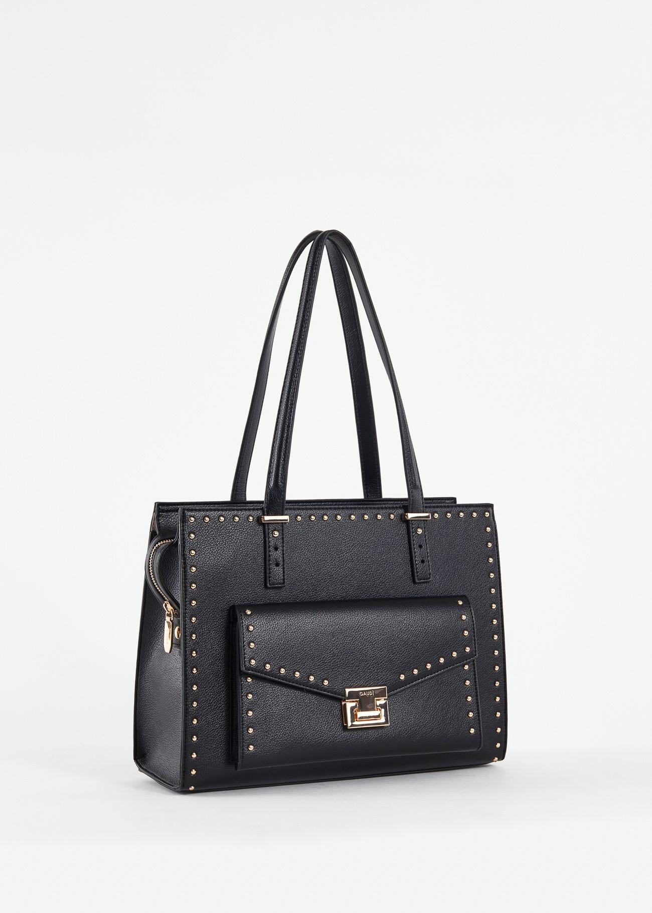 Black shopper bag with studs