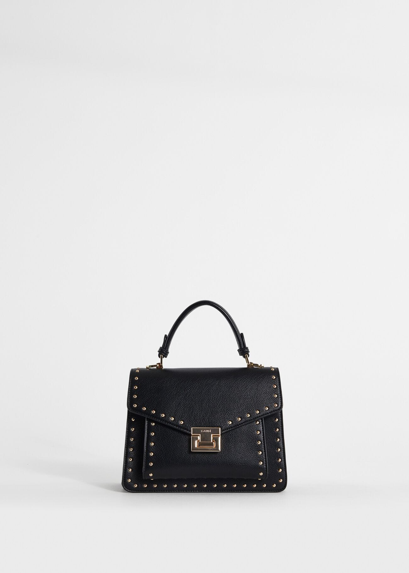 Black tophandle bag with studs